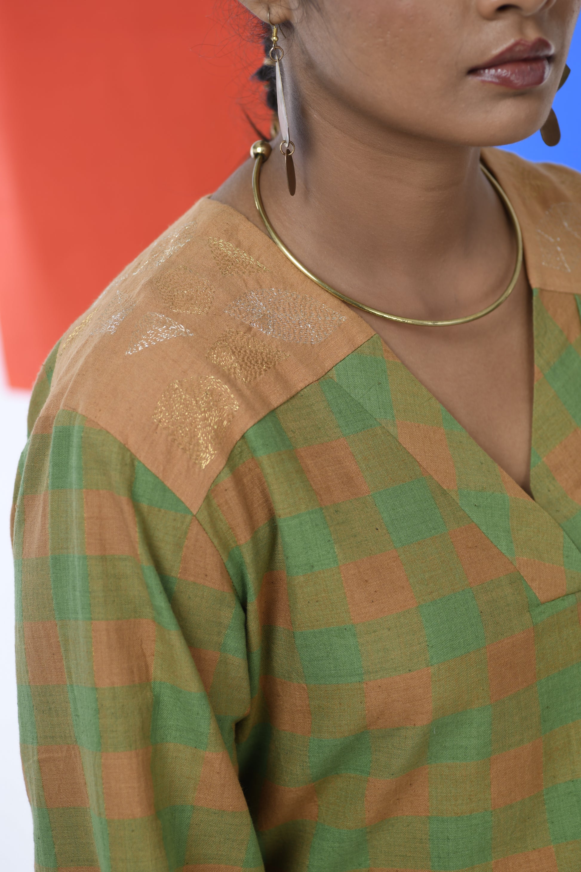 Golden Topaz - Handwoven hand embroidered dress