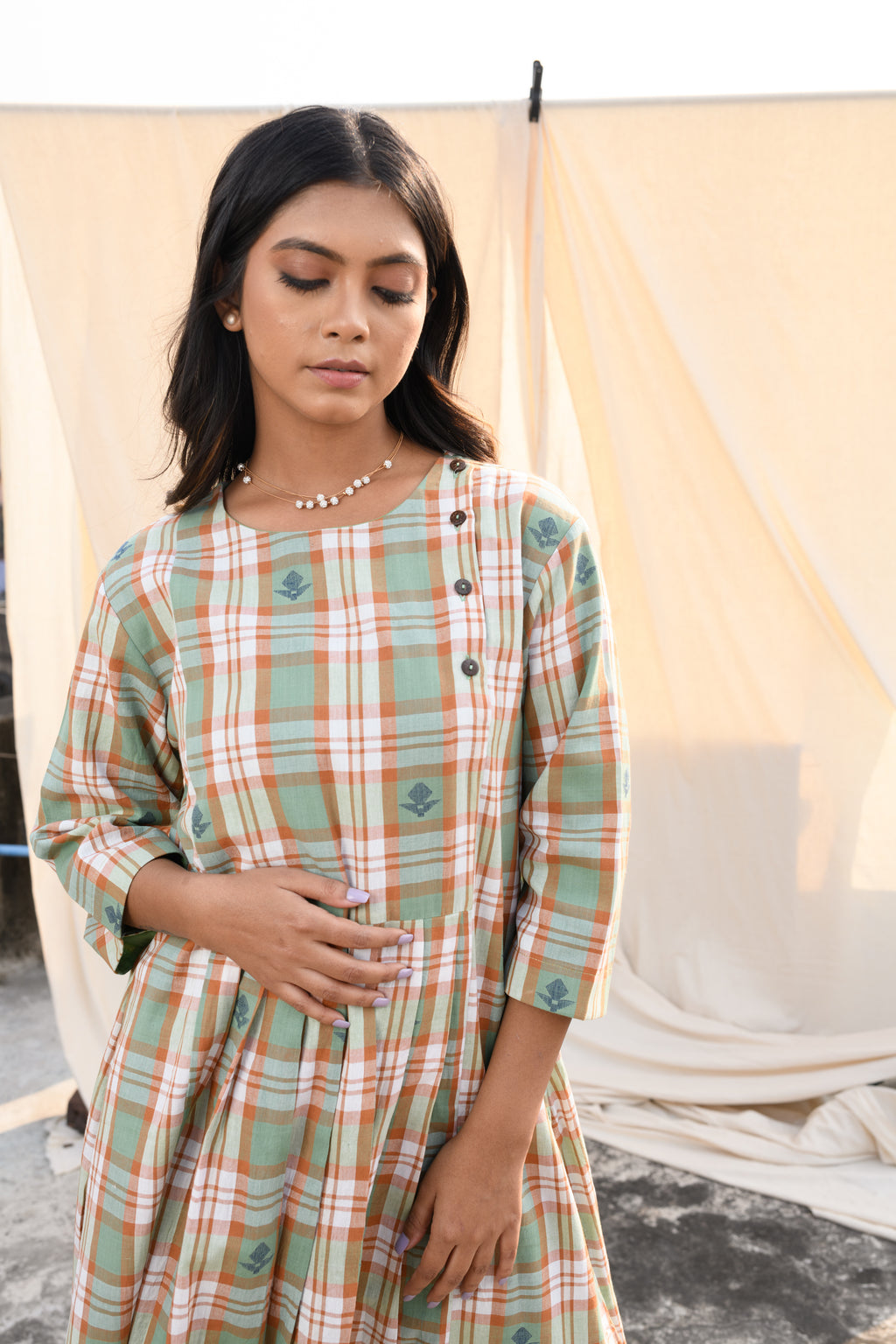 Amber Haze - Handloom jamdani dress