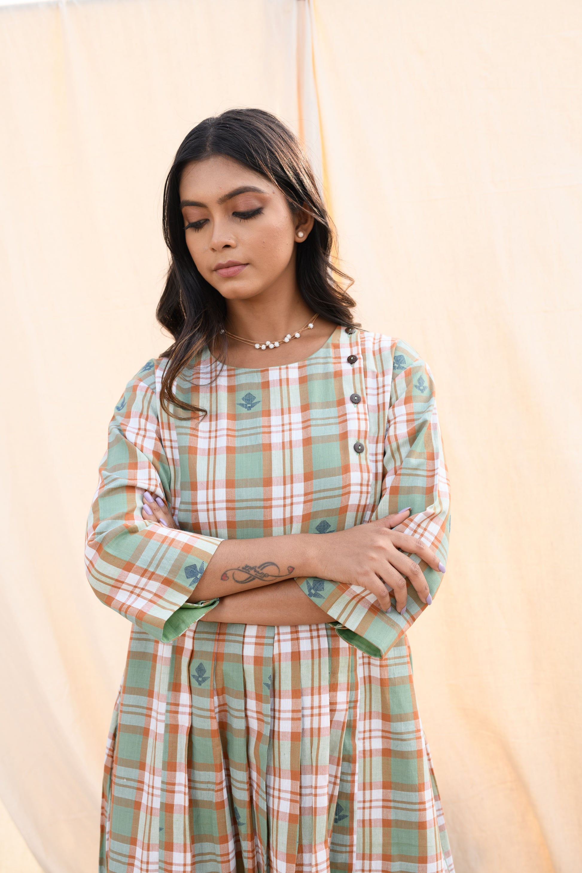 Amber Haze - Handloom jamdani dress