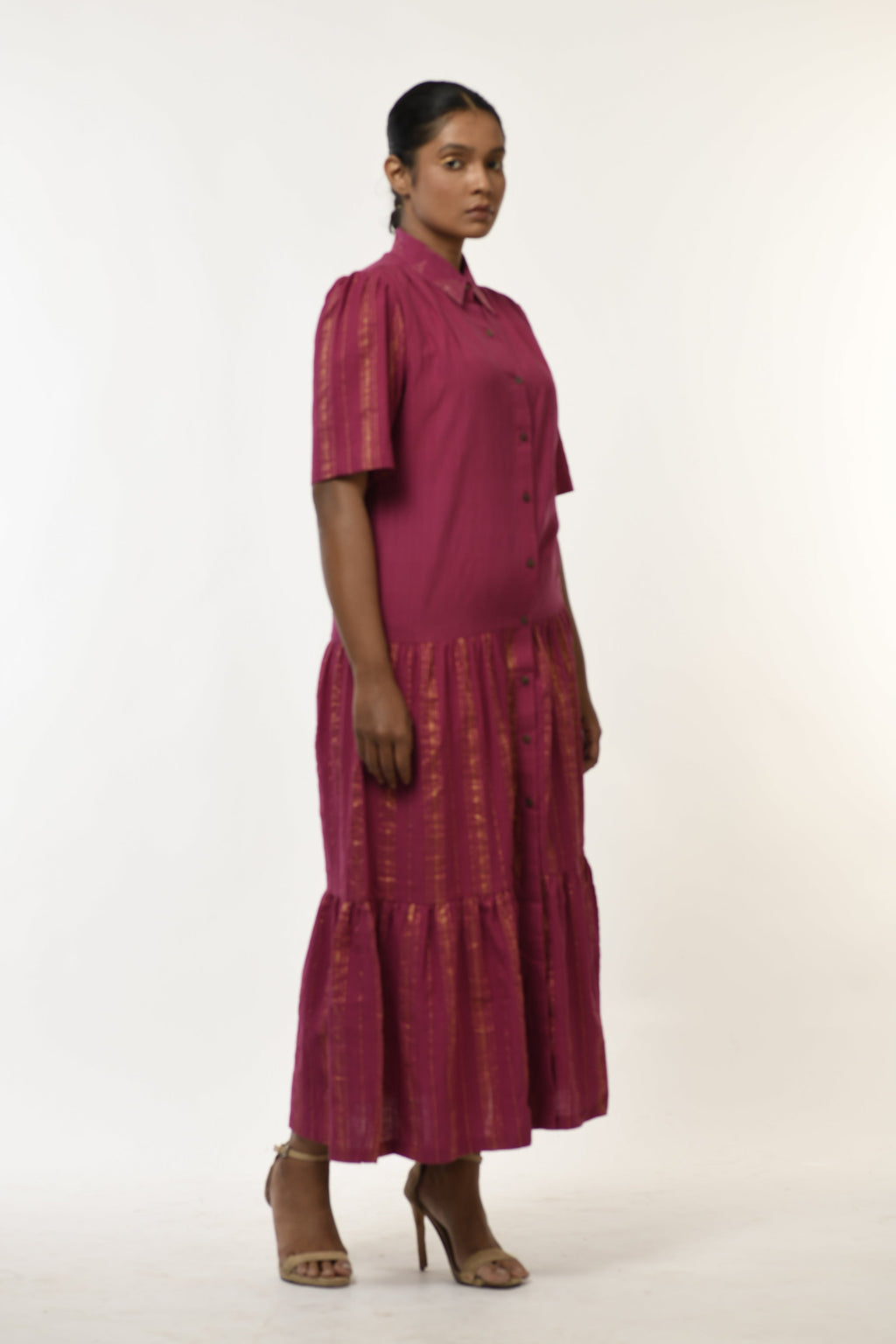 Amethyst Glow - Handwoven tiered dress