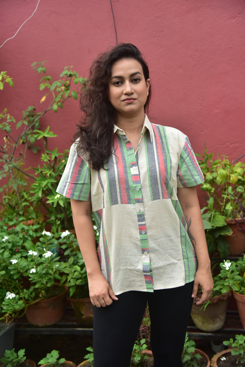 Abhilasha - Multi-coloured Striped Khadi Shirt