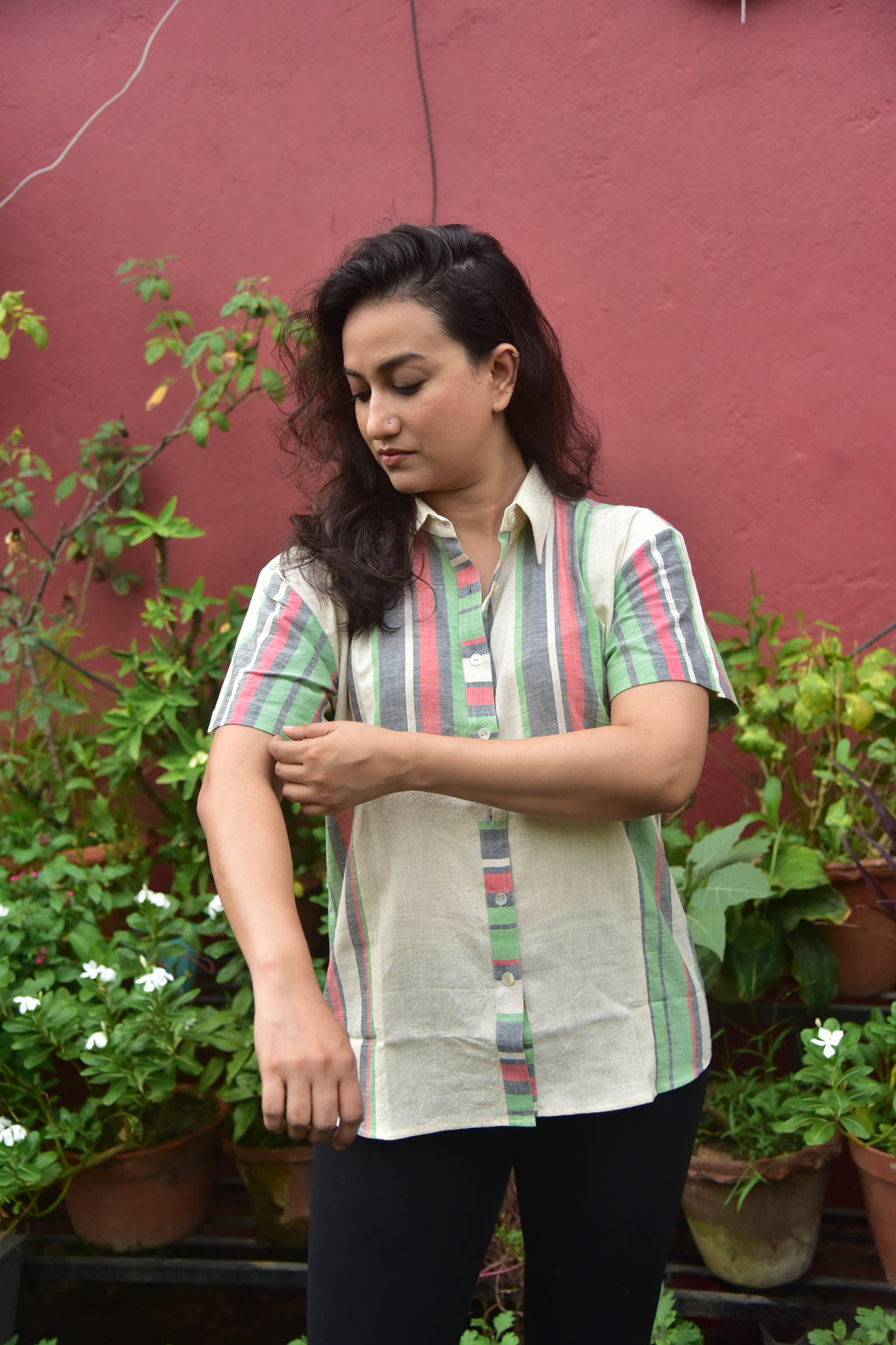 Abhilasha - Multi-coloured Striped Khadi Shirt
