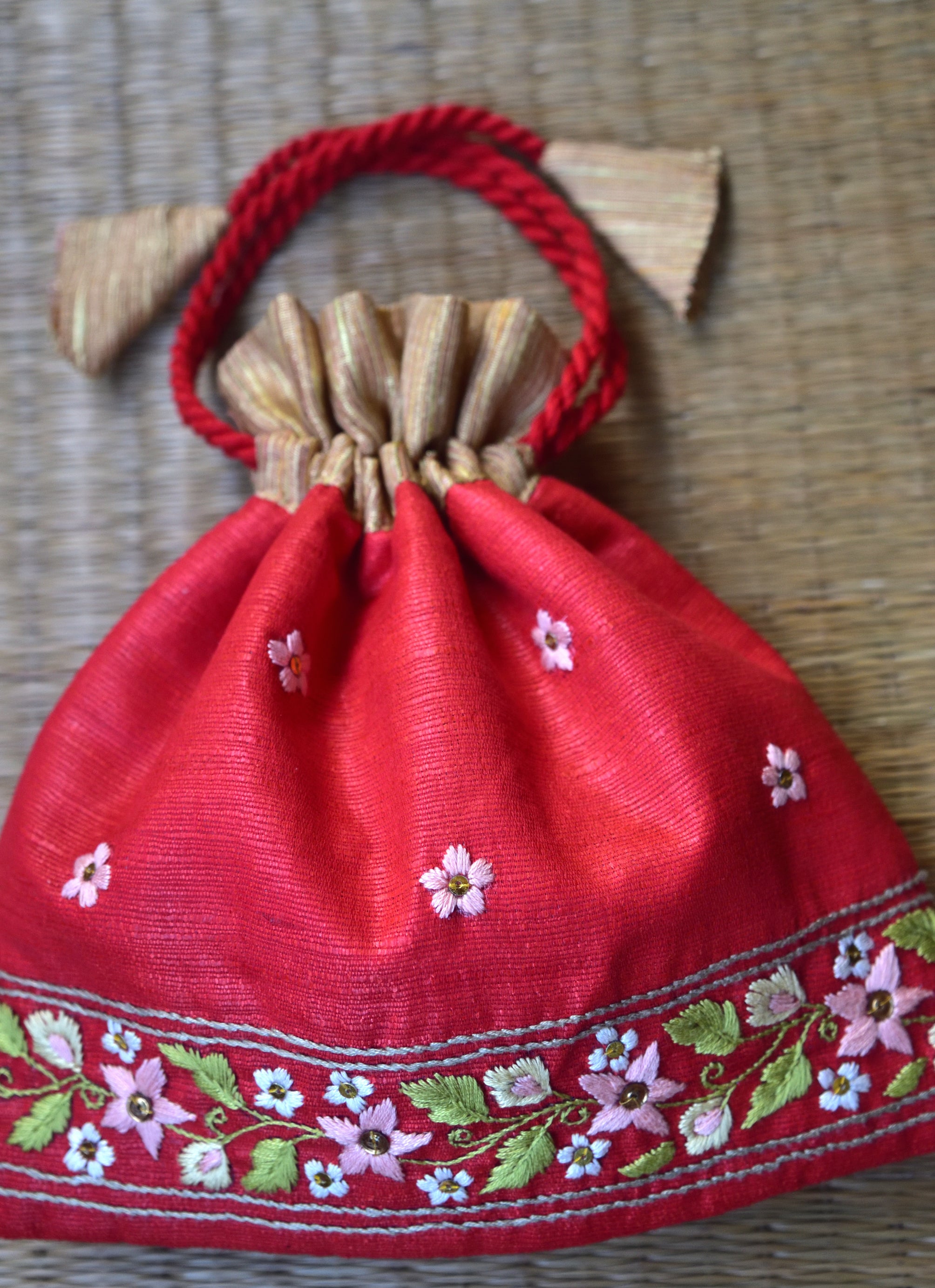 Snigdha - Red Silk Cotton Potli