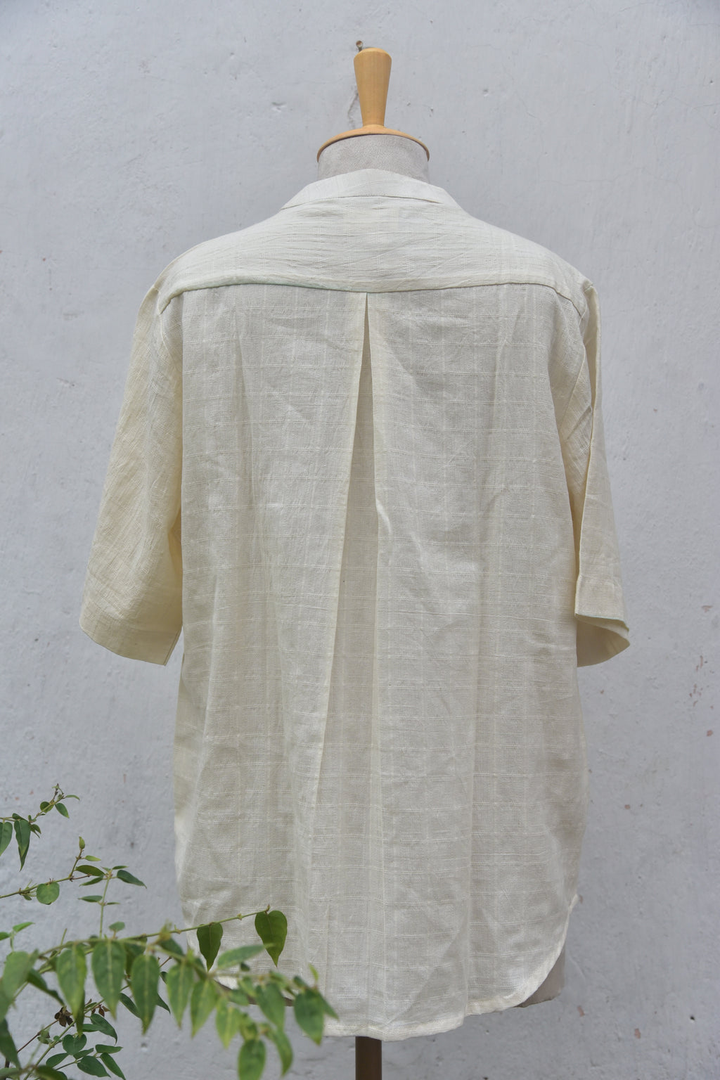 Rose Handwoven White Cotton shirt with hand cross stitch Front