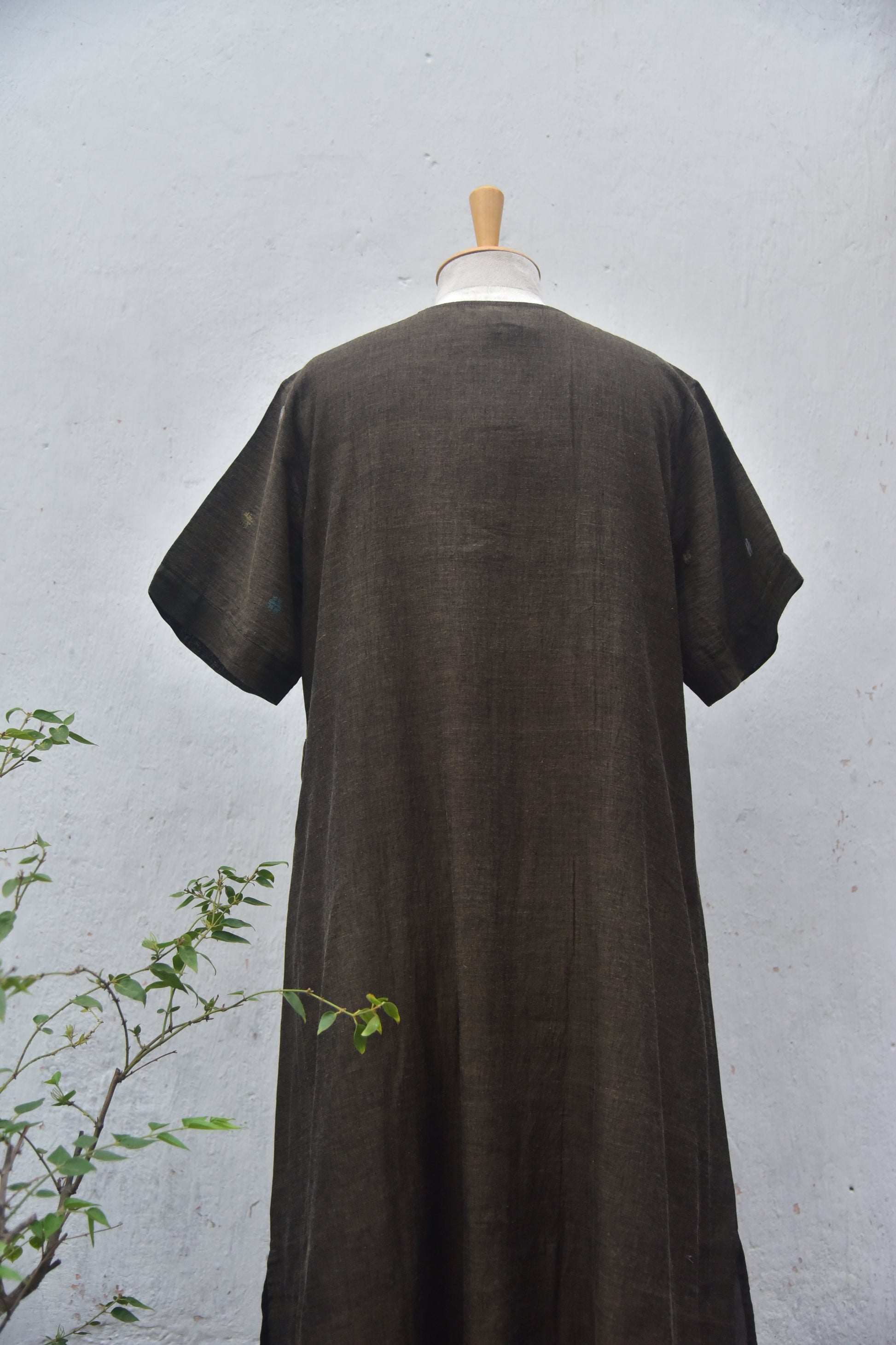 Dark grey handwoven jamdani A-line dress