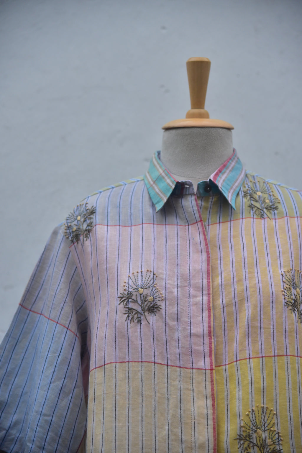 Linen Dew Drift | Embroidered Linen Shirt | multicolor | Front view