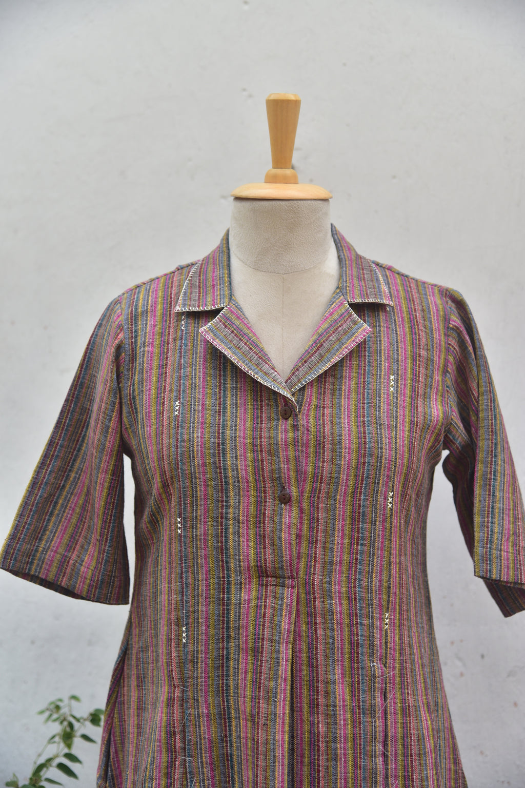 Petal Drift | Handwoven Cotton Dress with hand Embroidery front view