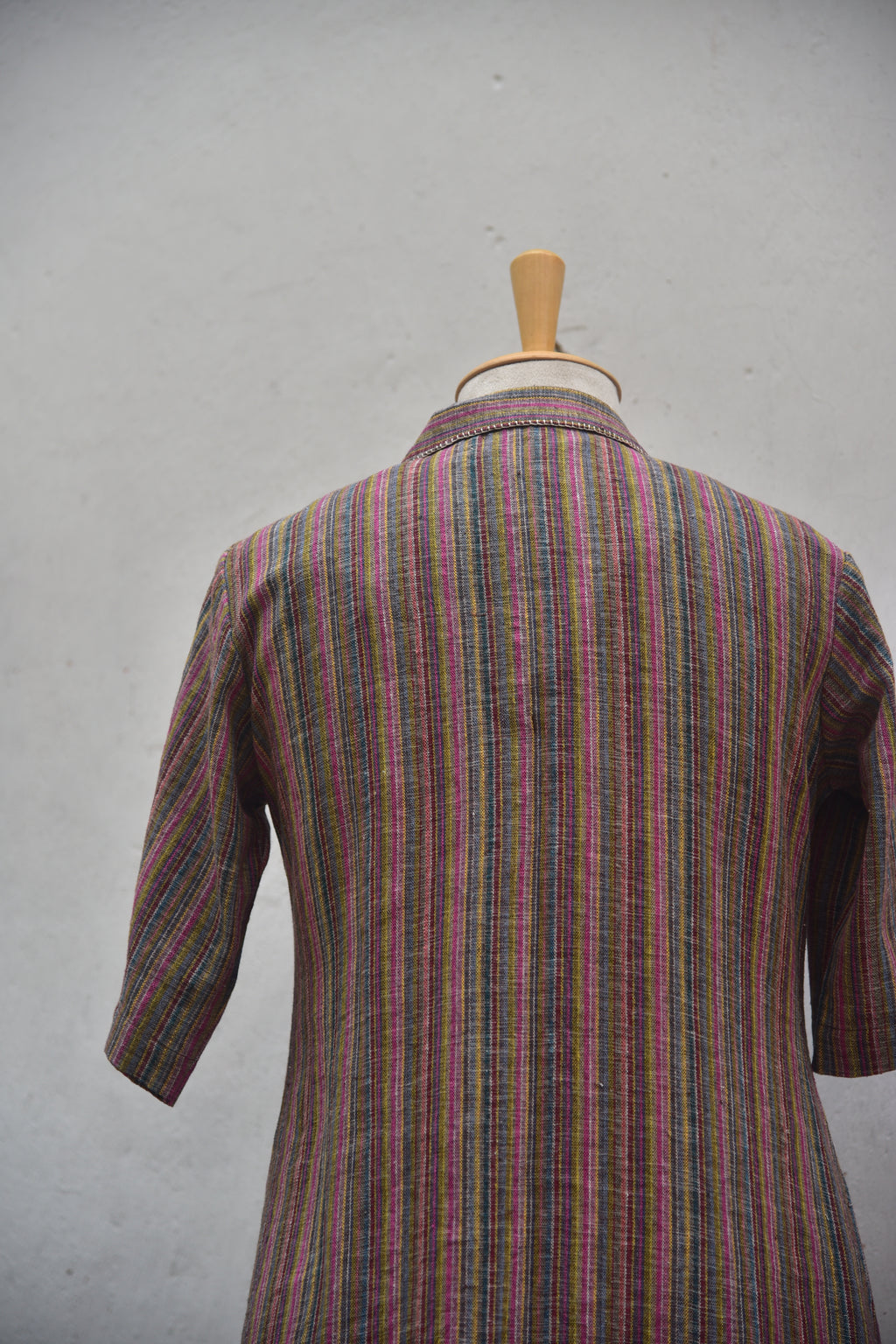 Petal Drift | Handwoven Cotton Dress with hand Embroidery back view