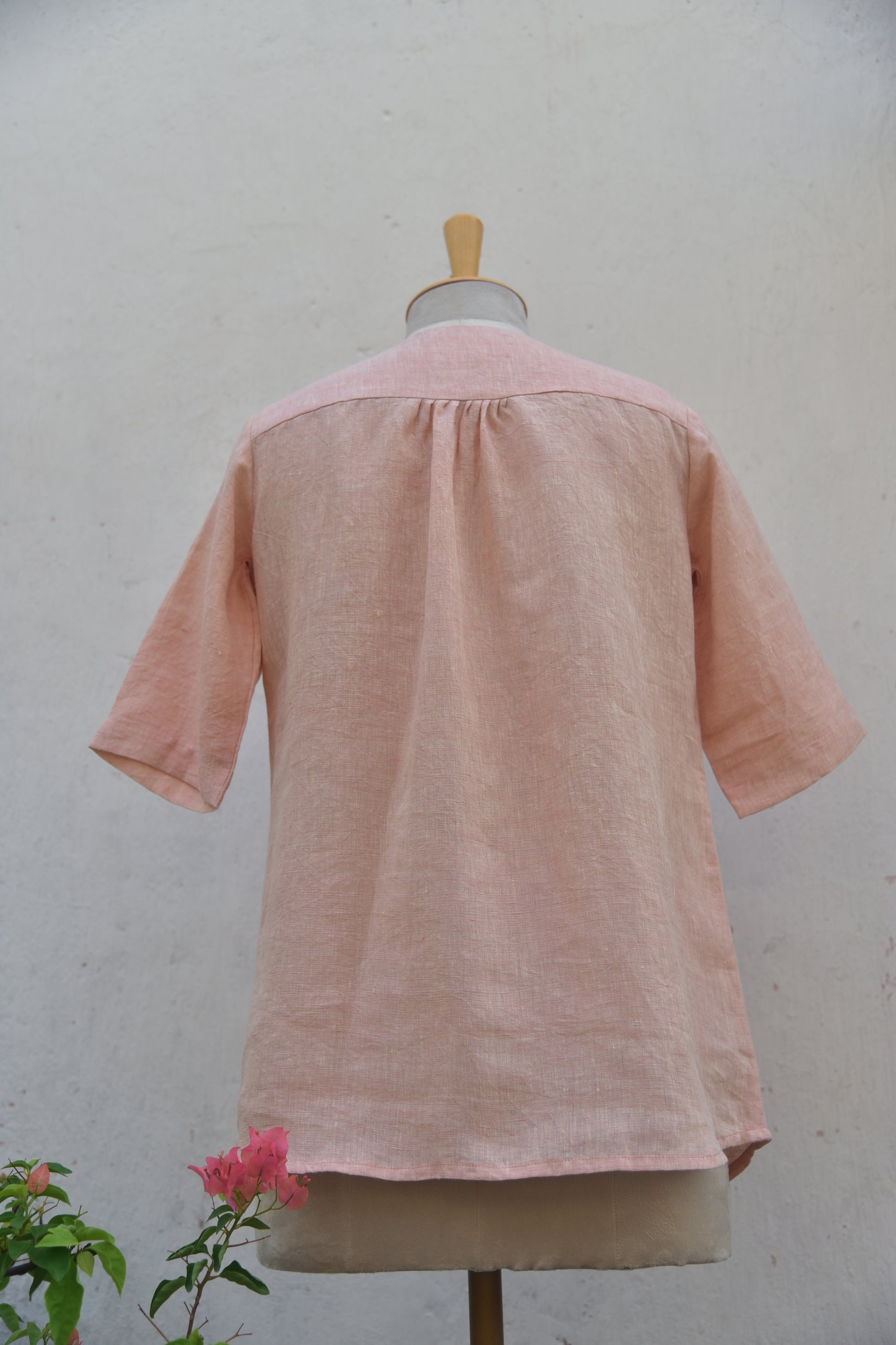 Peach Petal Handwoven Linen Top Back