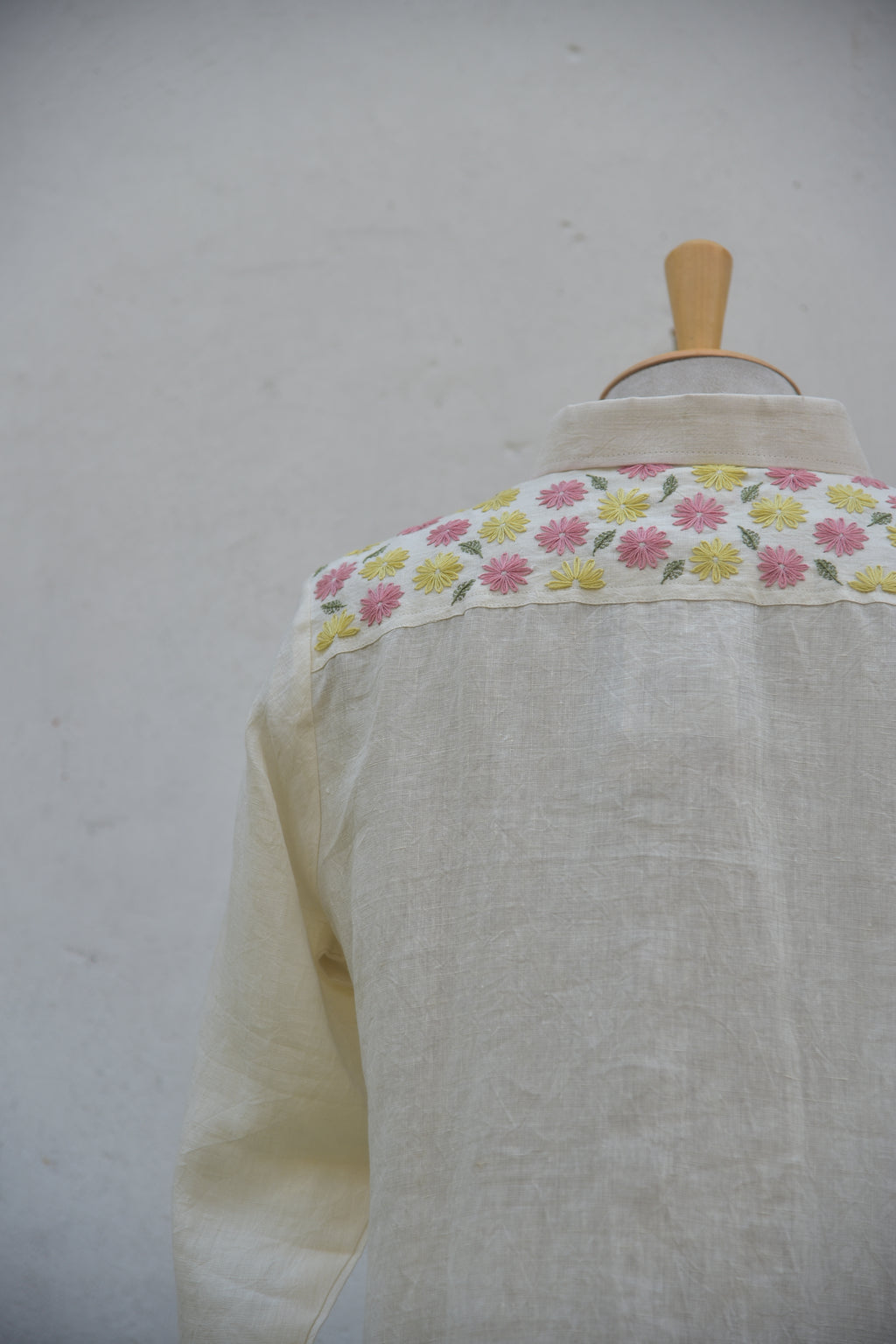 Ivory Gleam Handwoven Linen Shirt White Side View