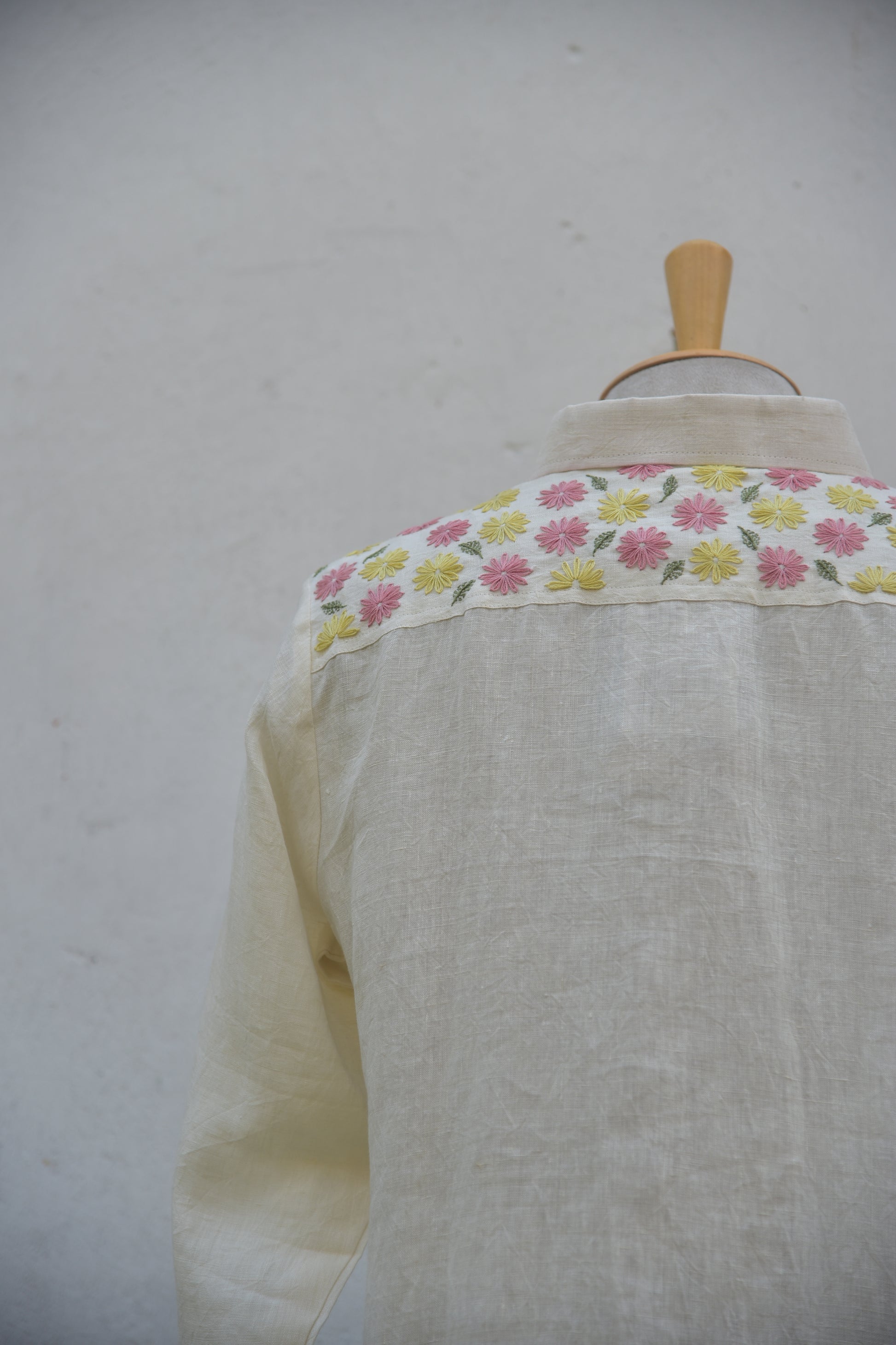 Ivory Gleam Handwoven Linen Shirt White Side View