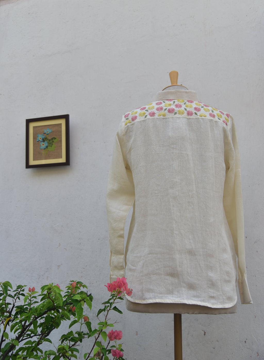 Ivory Gleam Handwoven Linen Top Back Full View