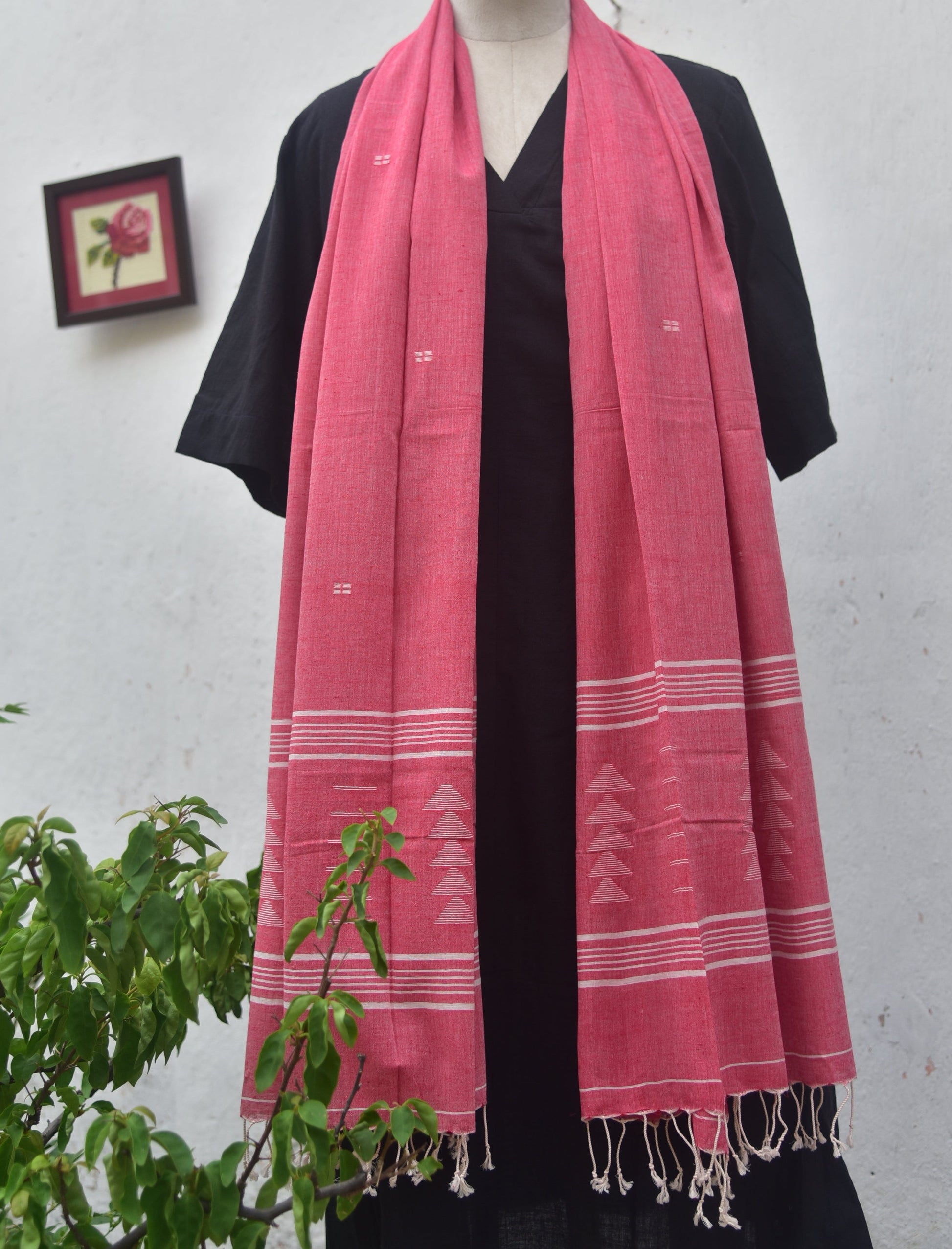 Jamdani stole - Soft Warm Pink