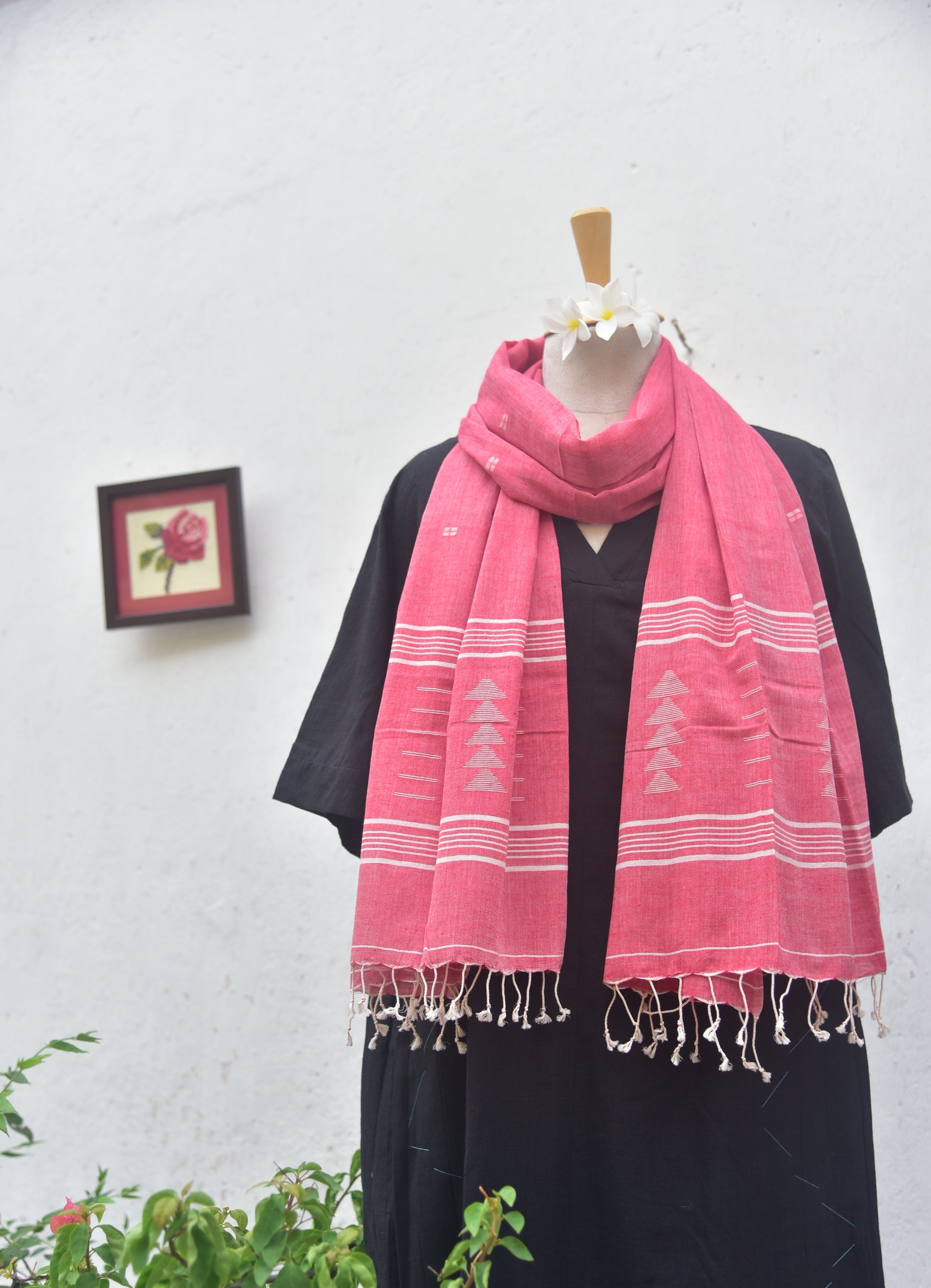Jamdani stole - Soft Warm Pink