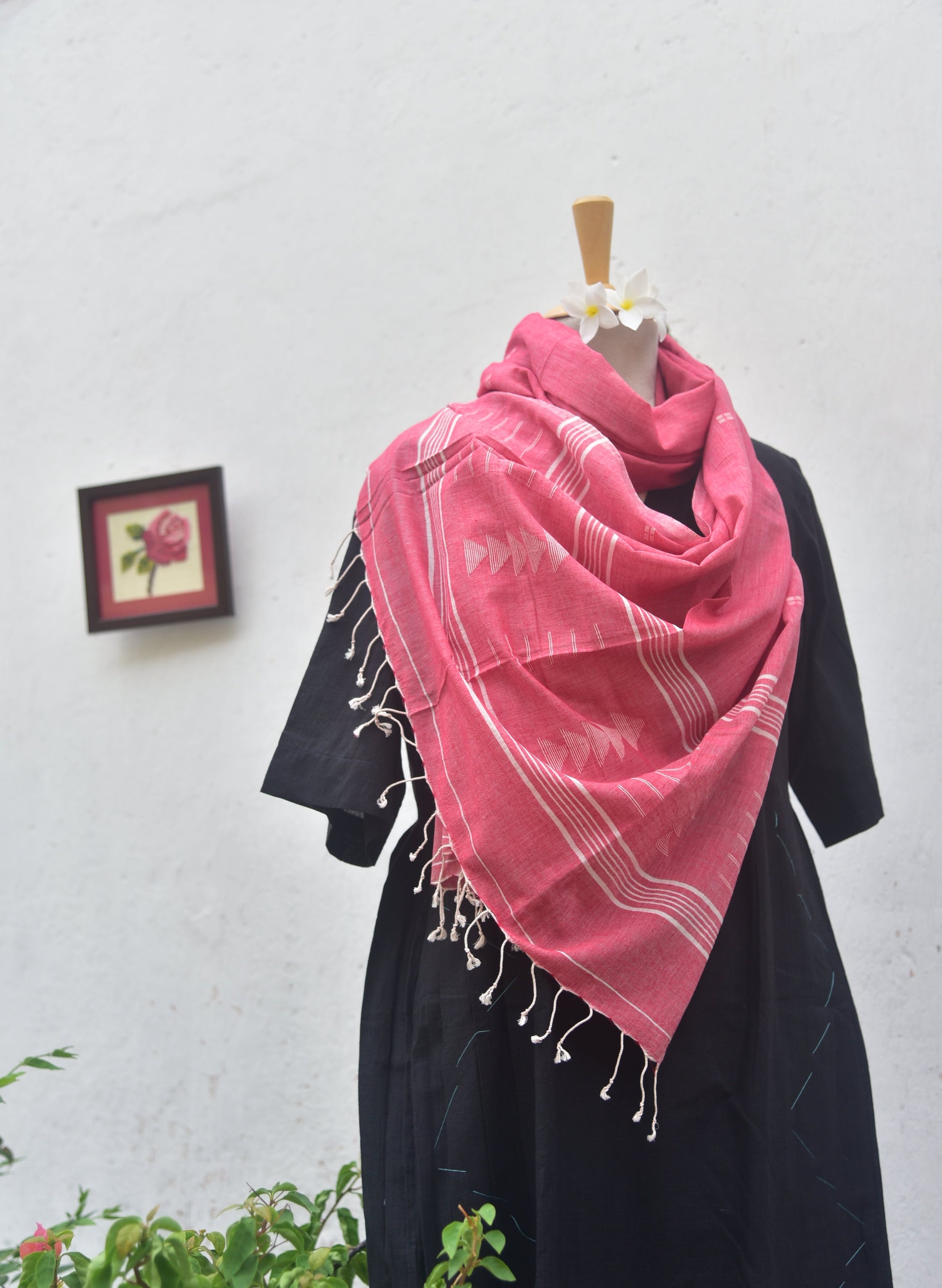 Jamdani stole - Soft Warm Pink
