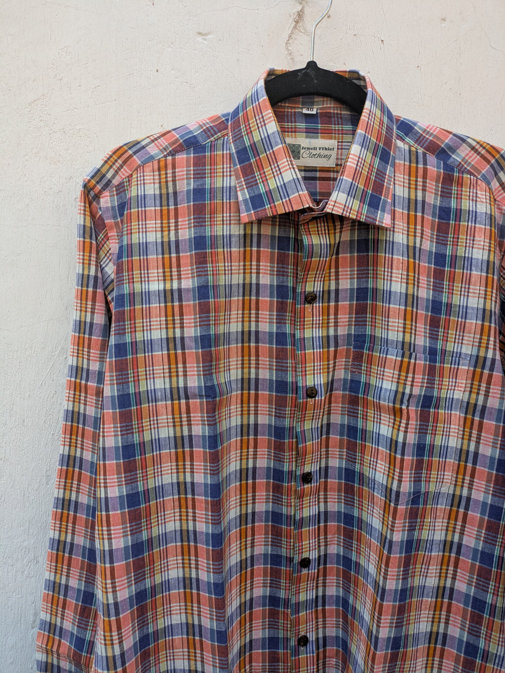 Peach-Blue checks - Handwoven Cotton Shirt