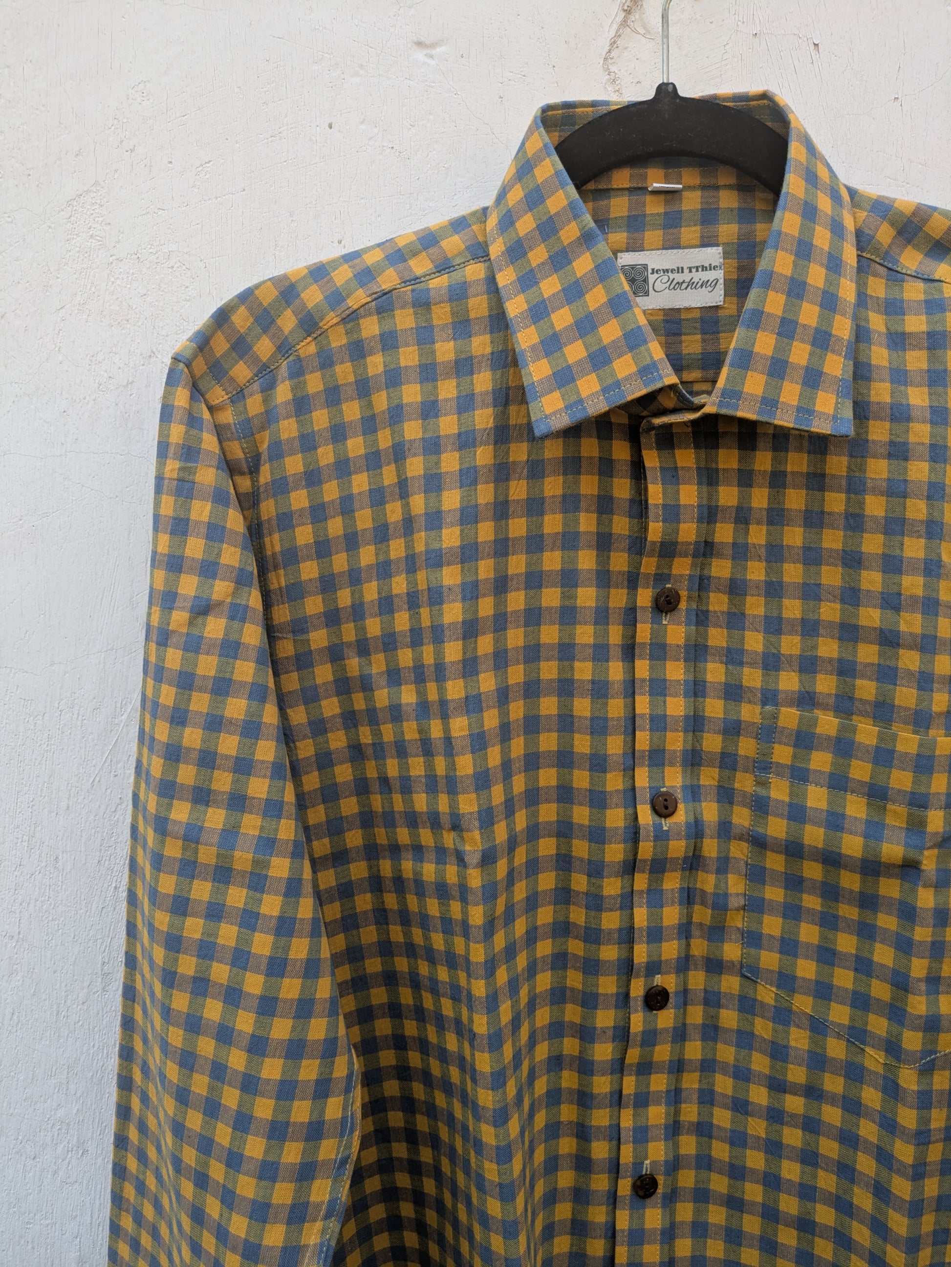 Blue and yellow checks full sleeves shirt