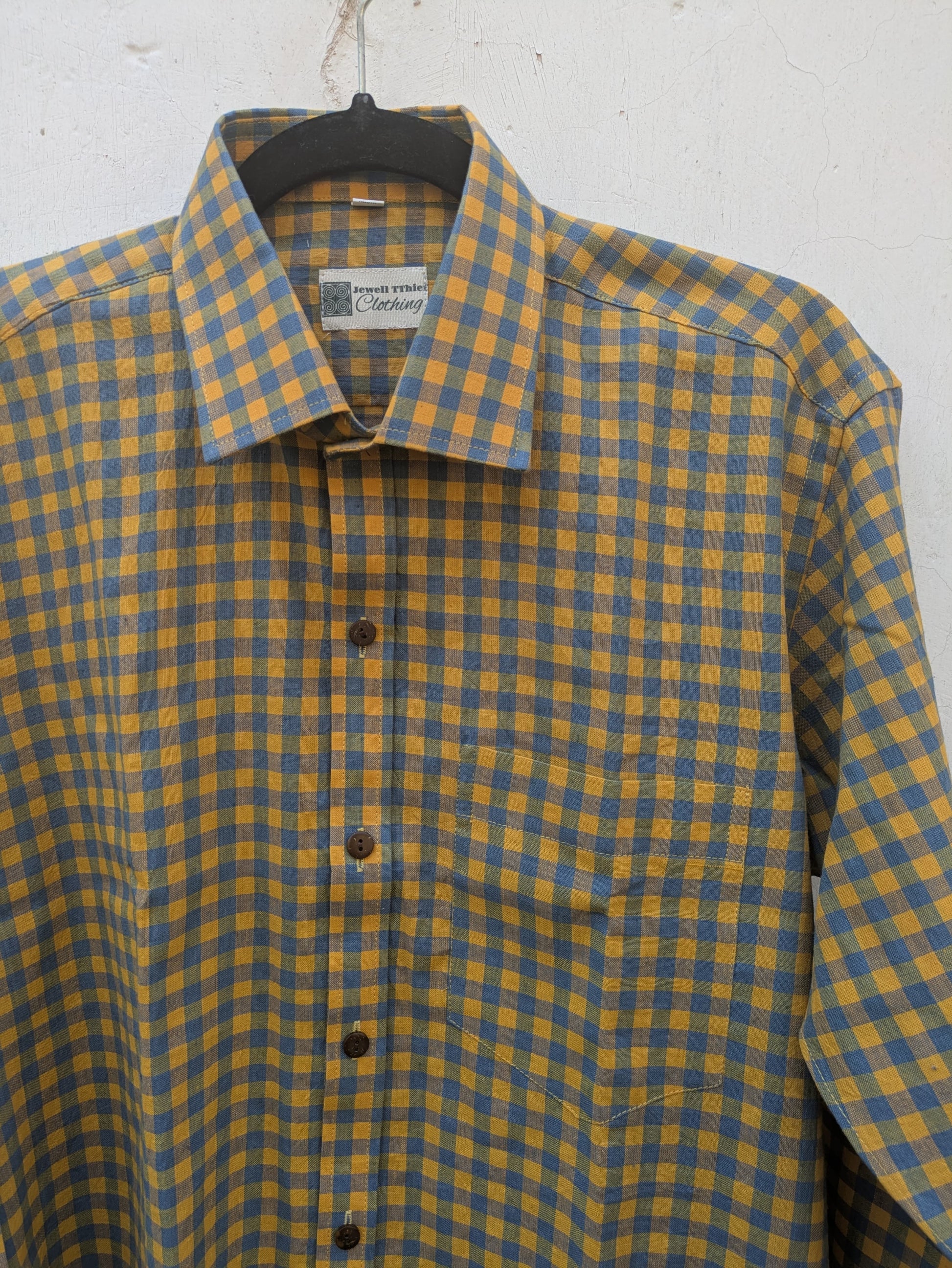 Blue and yellow checks full sleeves shirt