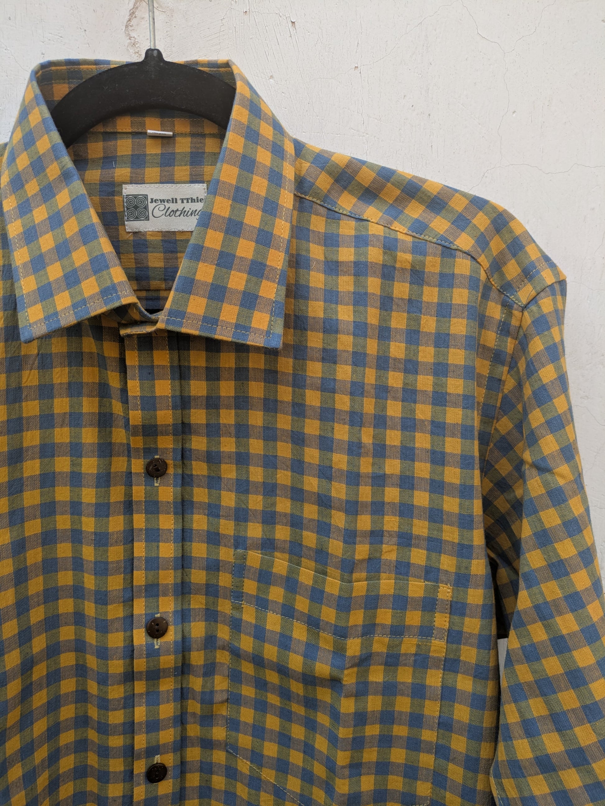 Blue and yellow checks full sleeves shirt