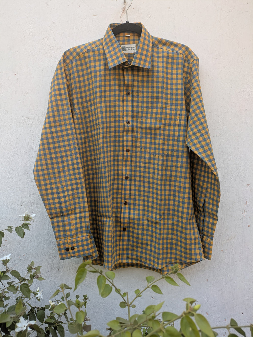 Blue and yellow checks full sleeves shirt