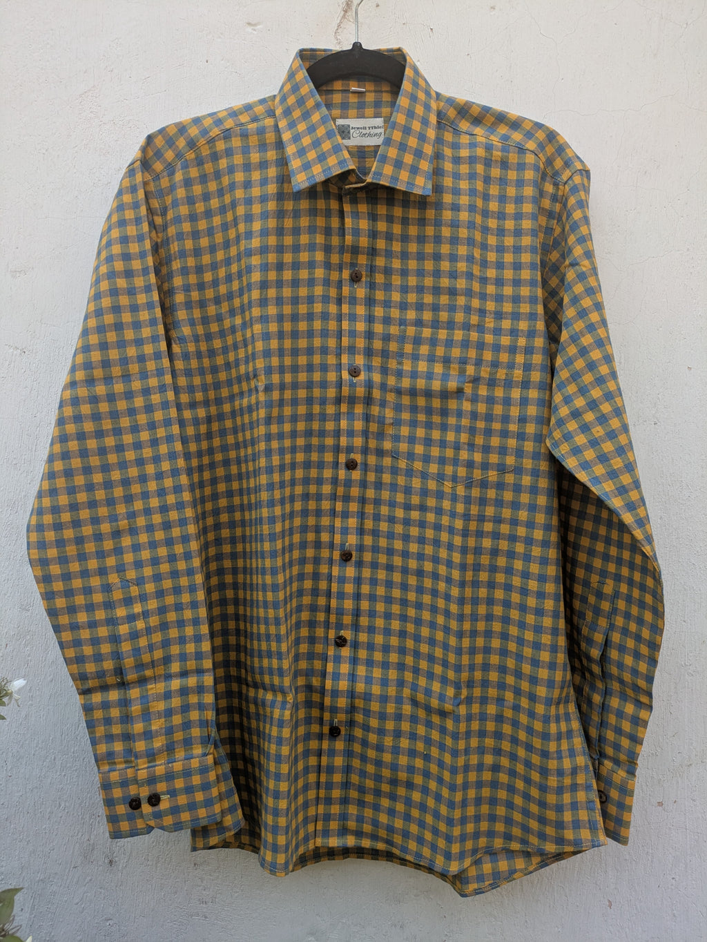 Blue and yellow checks full sleeves shirt