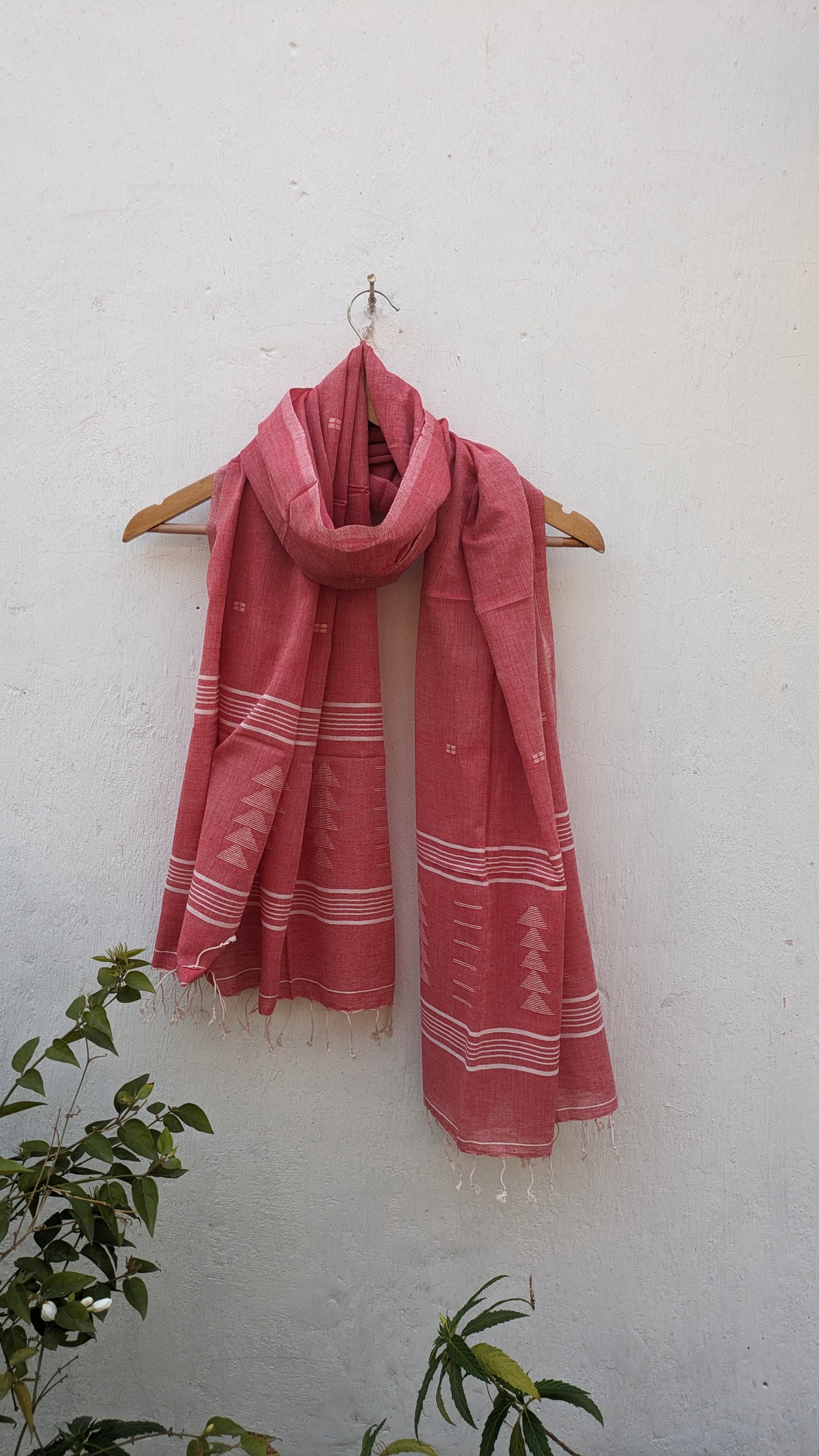 Jamdani stole - Soft Pink