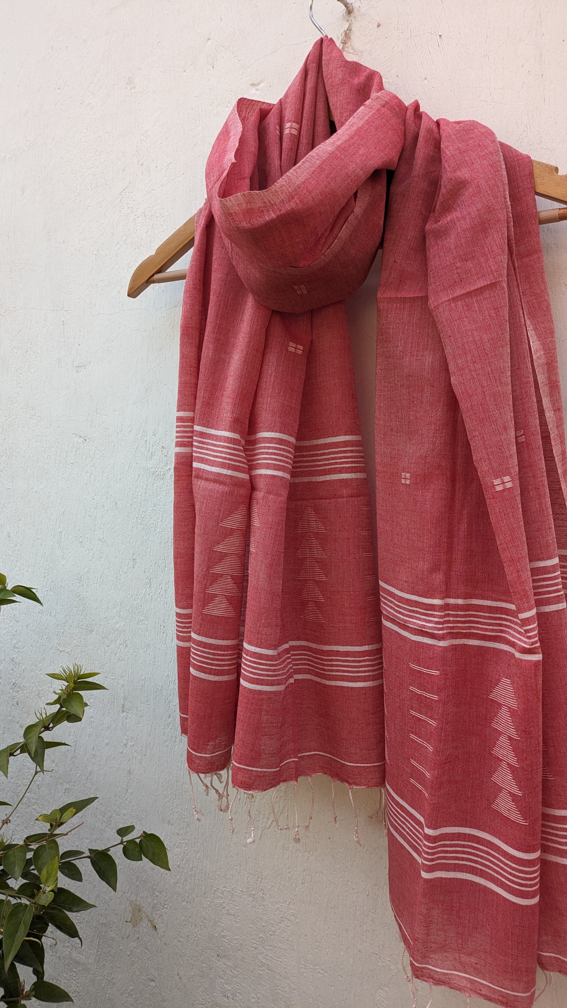 Jamdani stole - Soft Pink