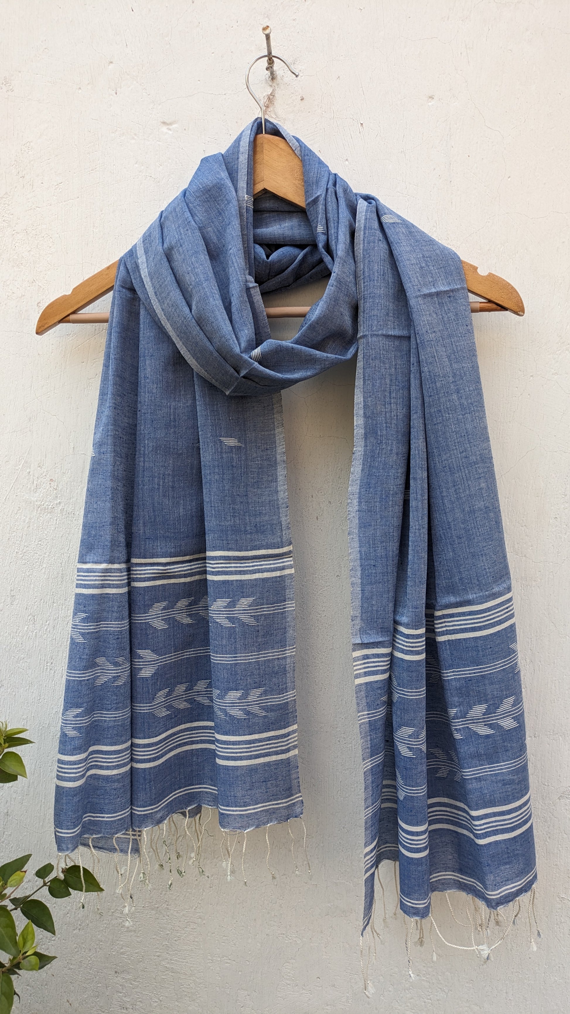 Jamdani stole - Slate Blue