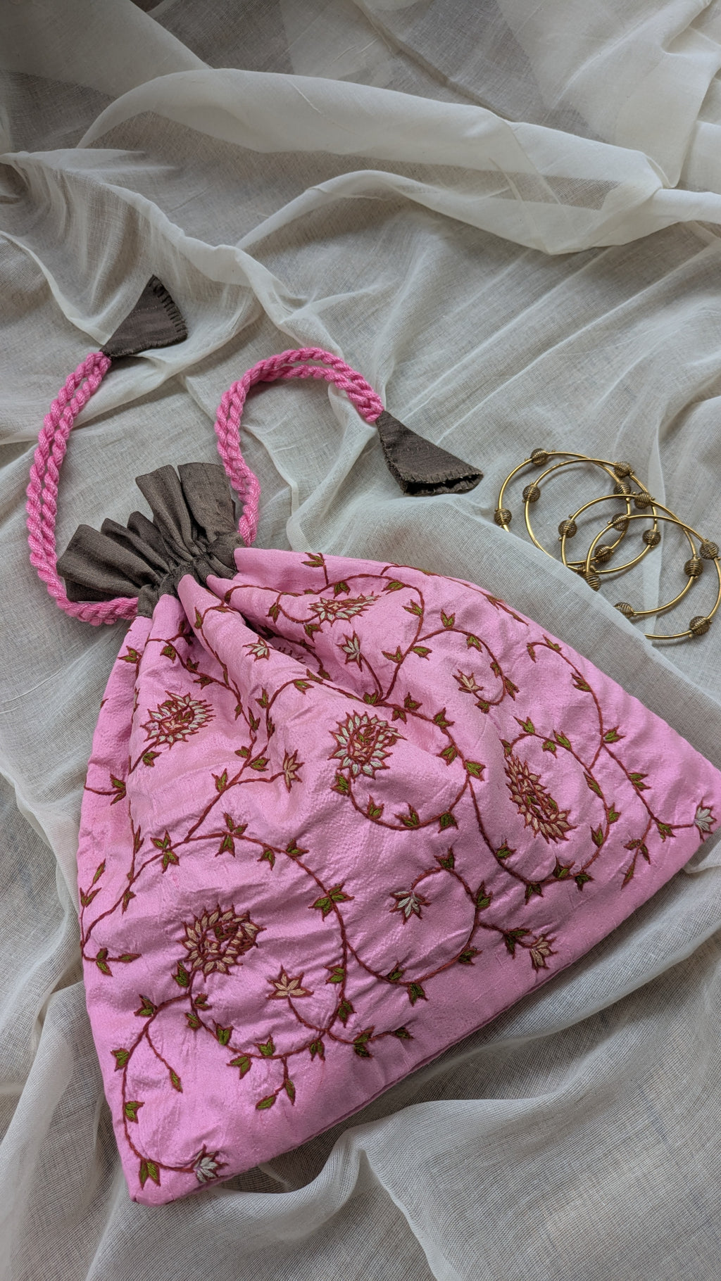 Kashmiri Embroidered Potli - Pure Silk