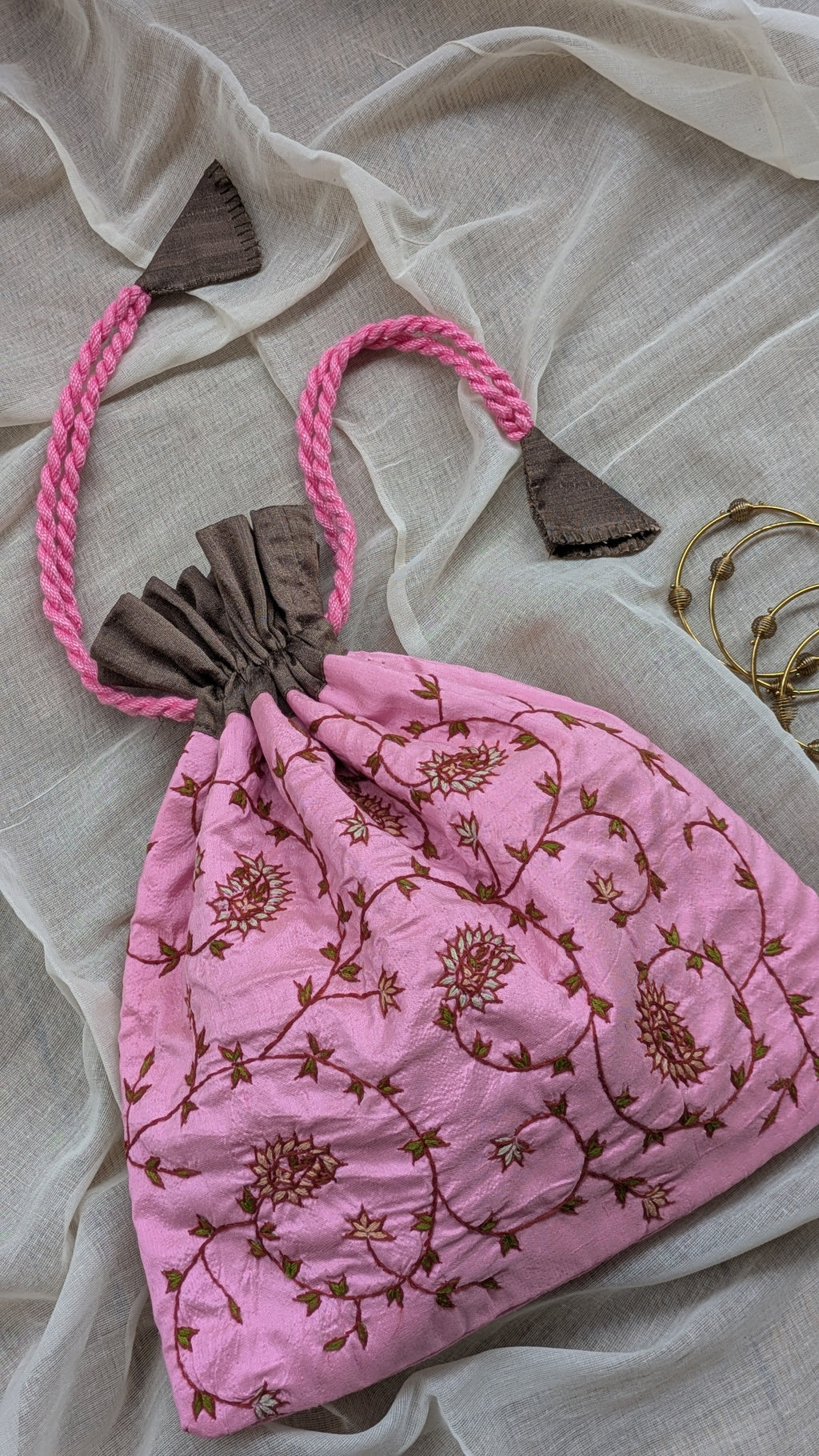 Kashmiri Embroidered Potli - Pure Silk