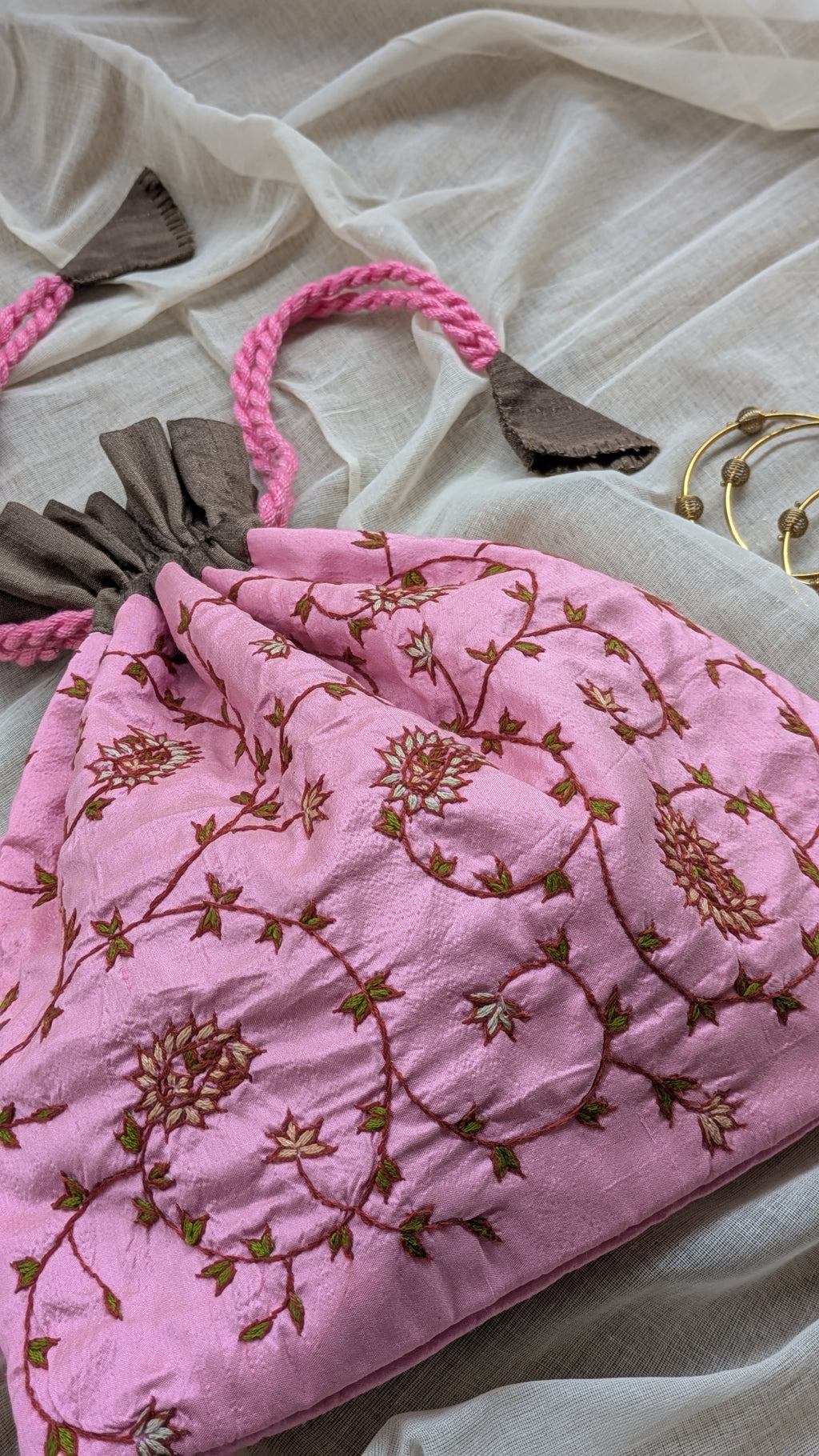Kashmiri Embroidered Potli - Pure Silk
