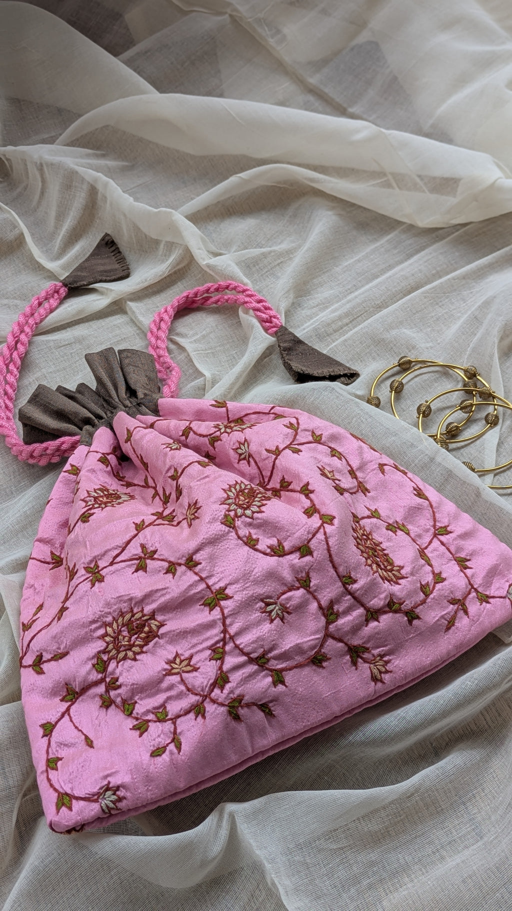 Kashmiri Embroidered Potli - Pure Silk