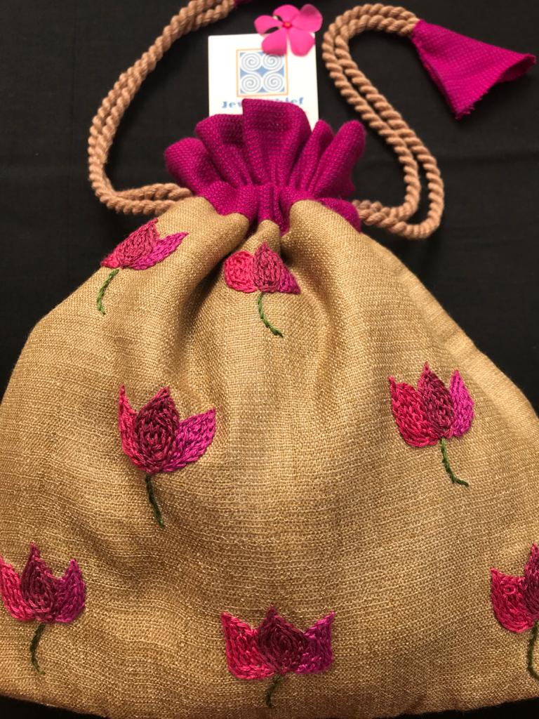 Bougainvillea - silk cotton potli image 1