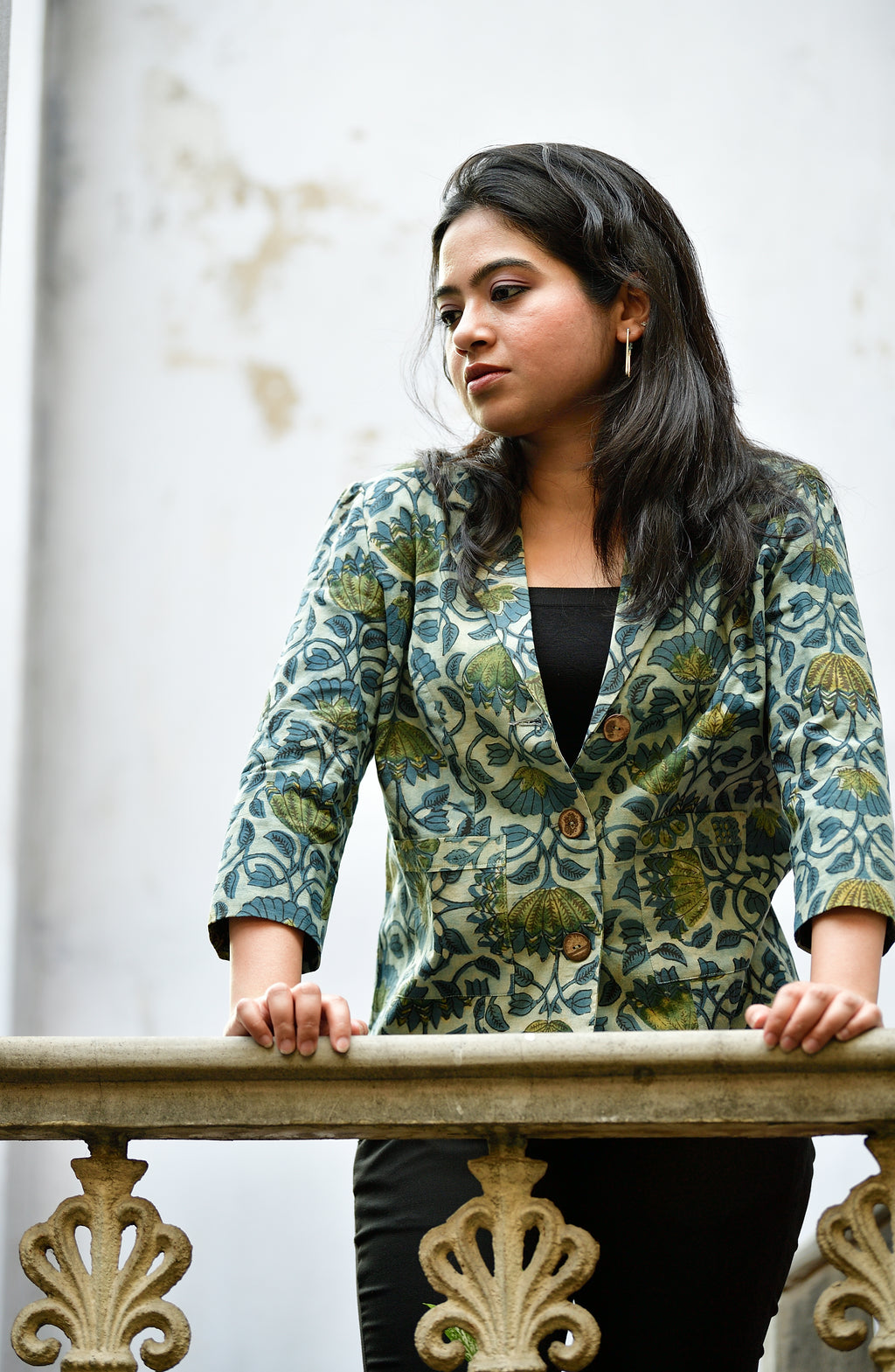 Aaronyak - cotton blazer - lotus print image 2