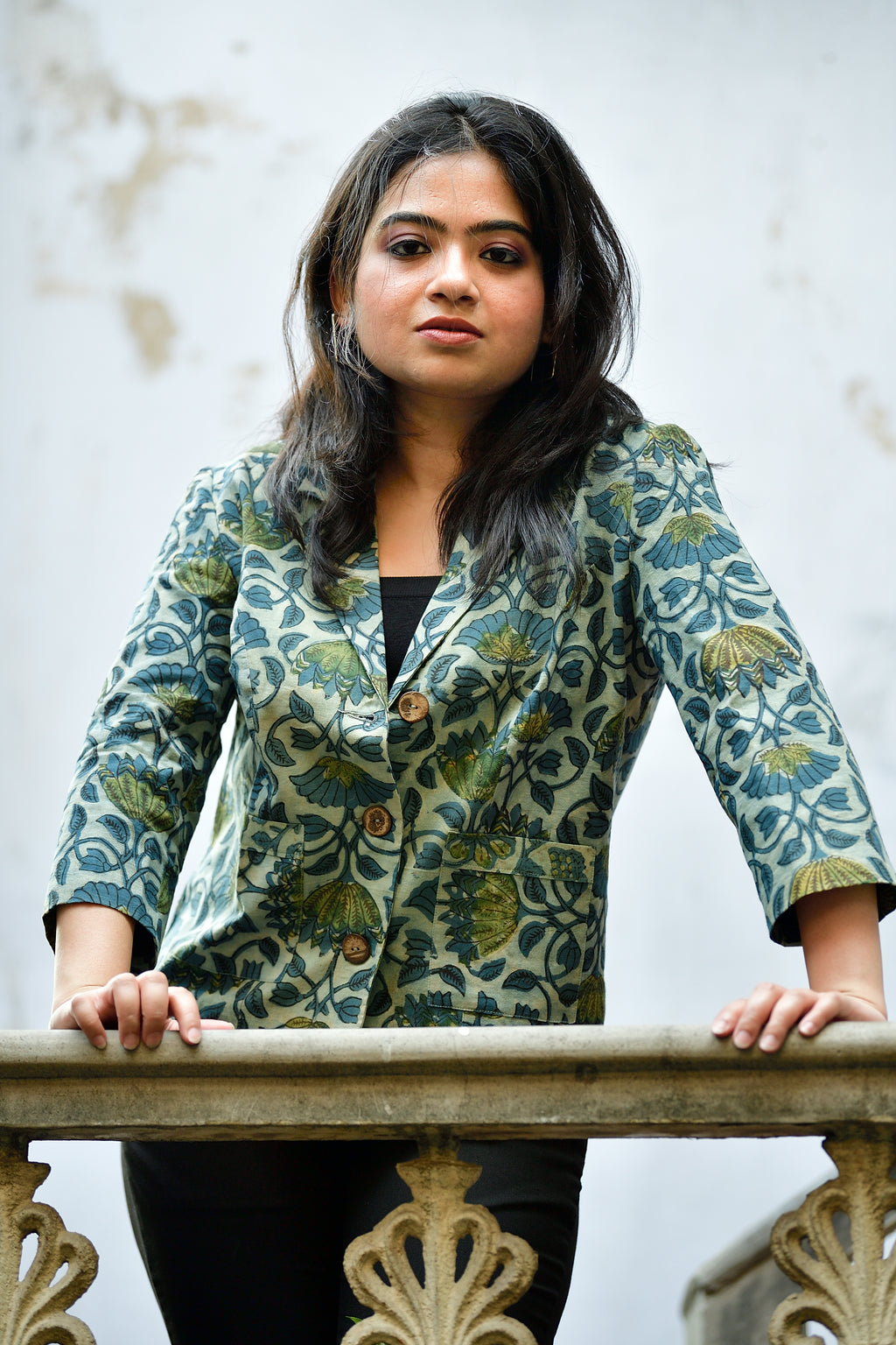 Aaronyak - cotton blazer - lotus print image 1