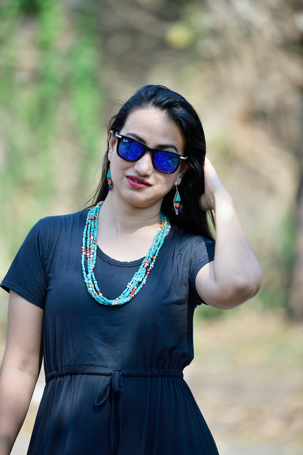 Aqua green multi string neckpiece image 2