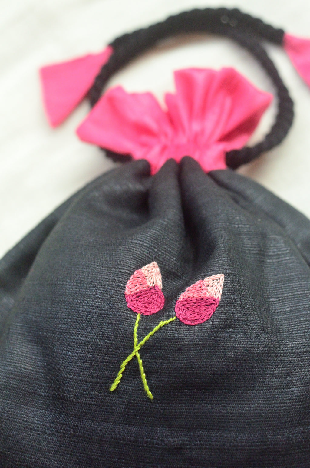 Padma on black - raw silk potli image 4