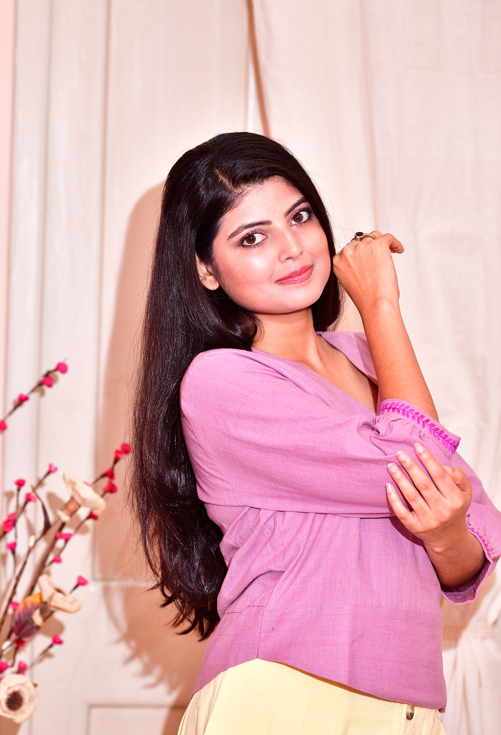 Girija - handloom cotton top - lilac image 0