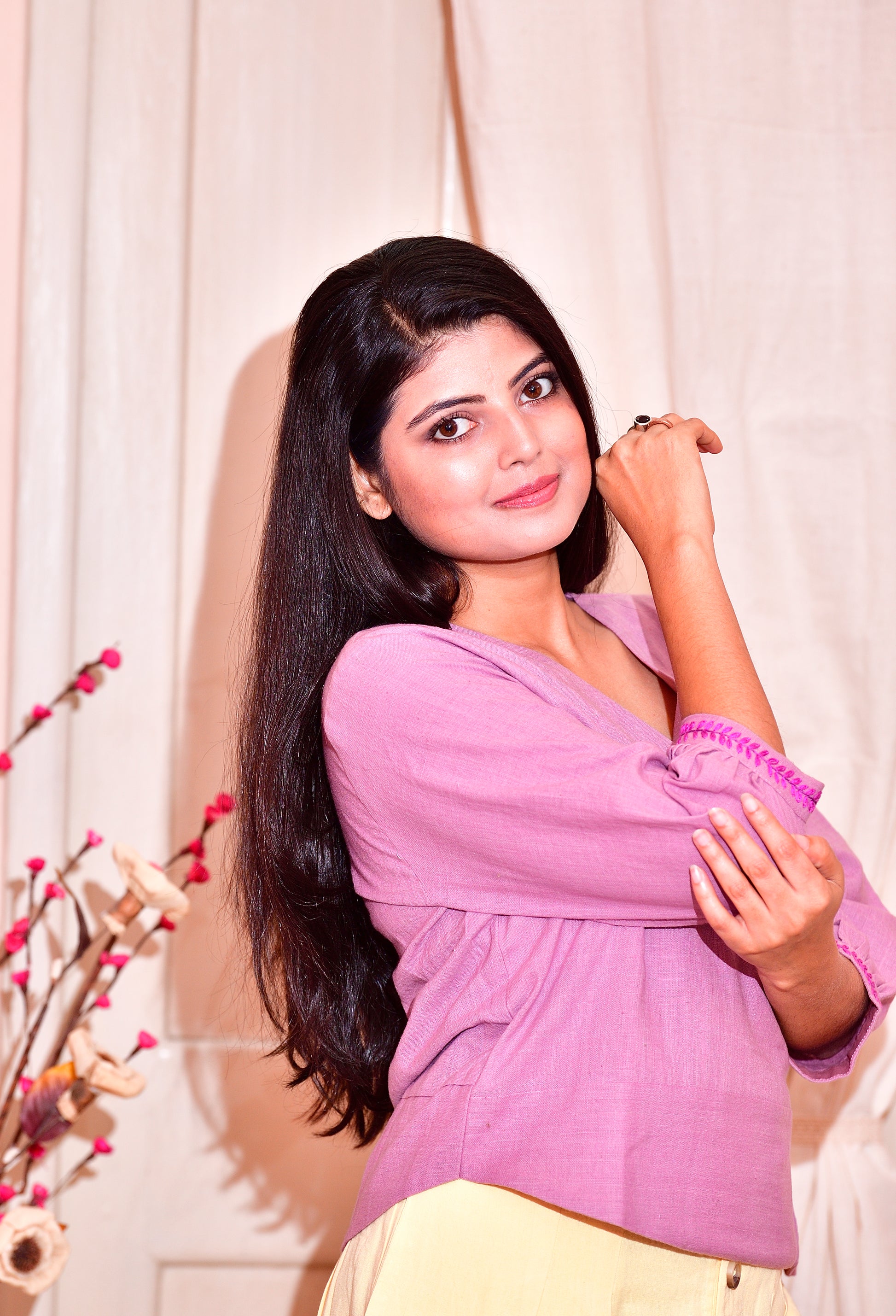 Girija - handloom cotton top - lilac image 0
