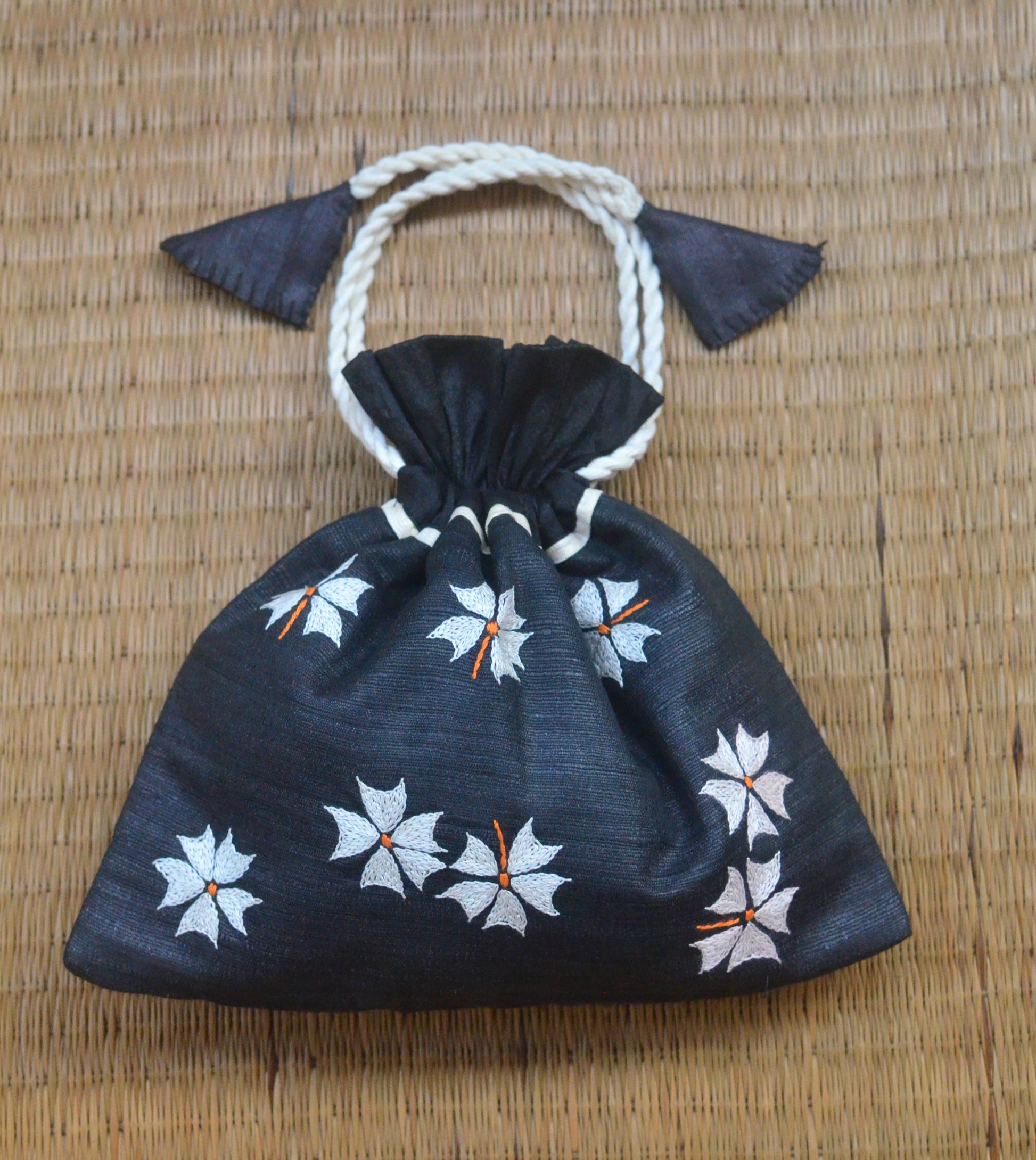 Shiuli (black) - raw silk potli image 0