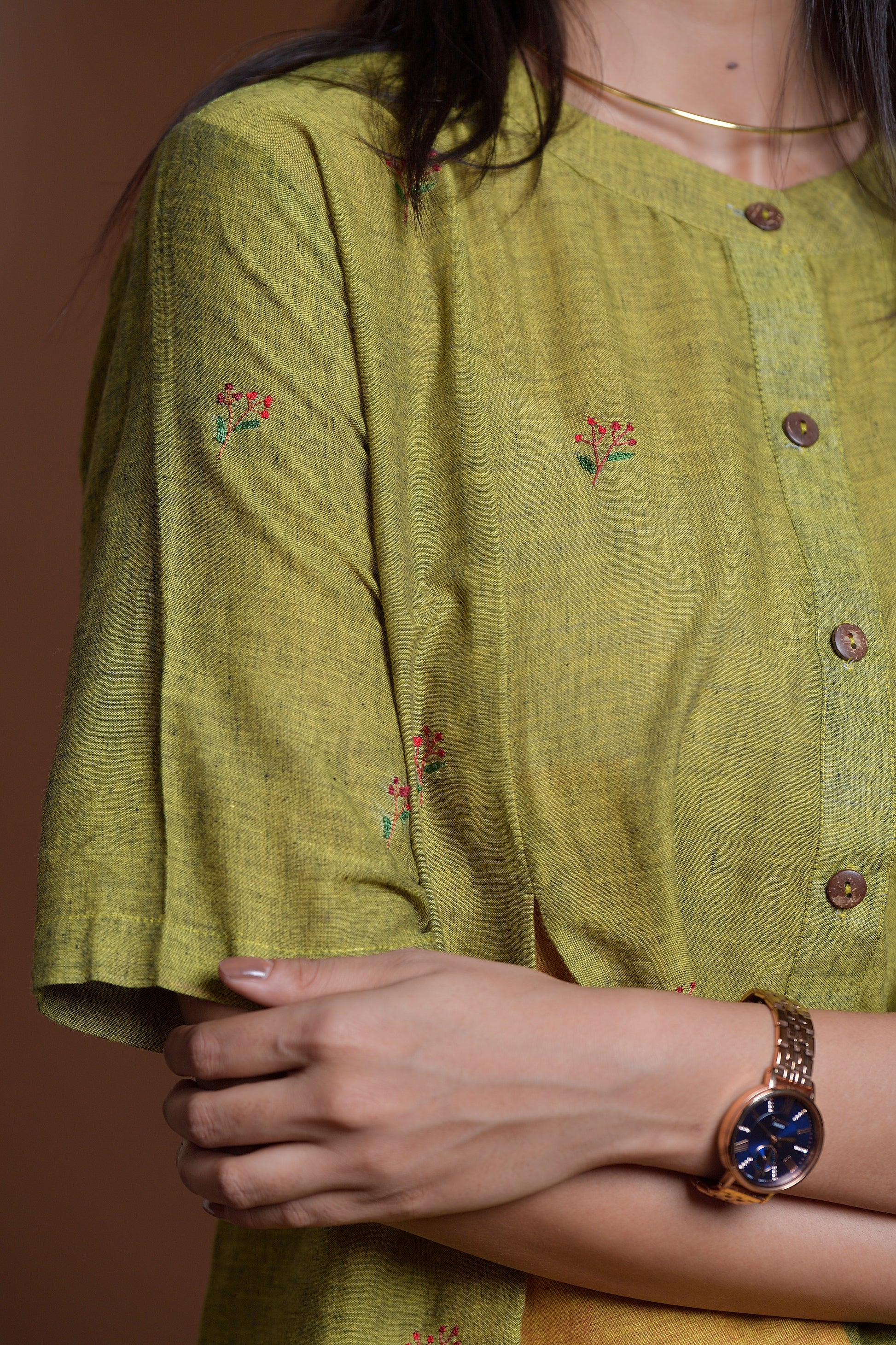 Vines of Mystery - Hand embroidered khadi shirt image 2