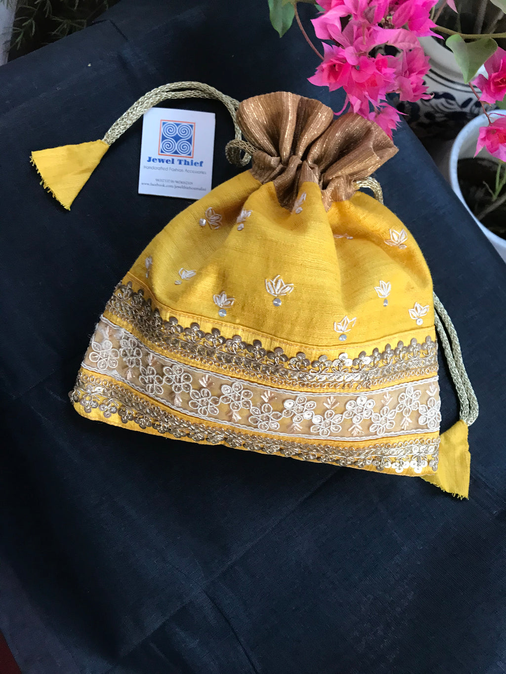 Silk Potli - Yellow image 1