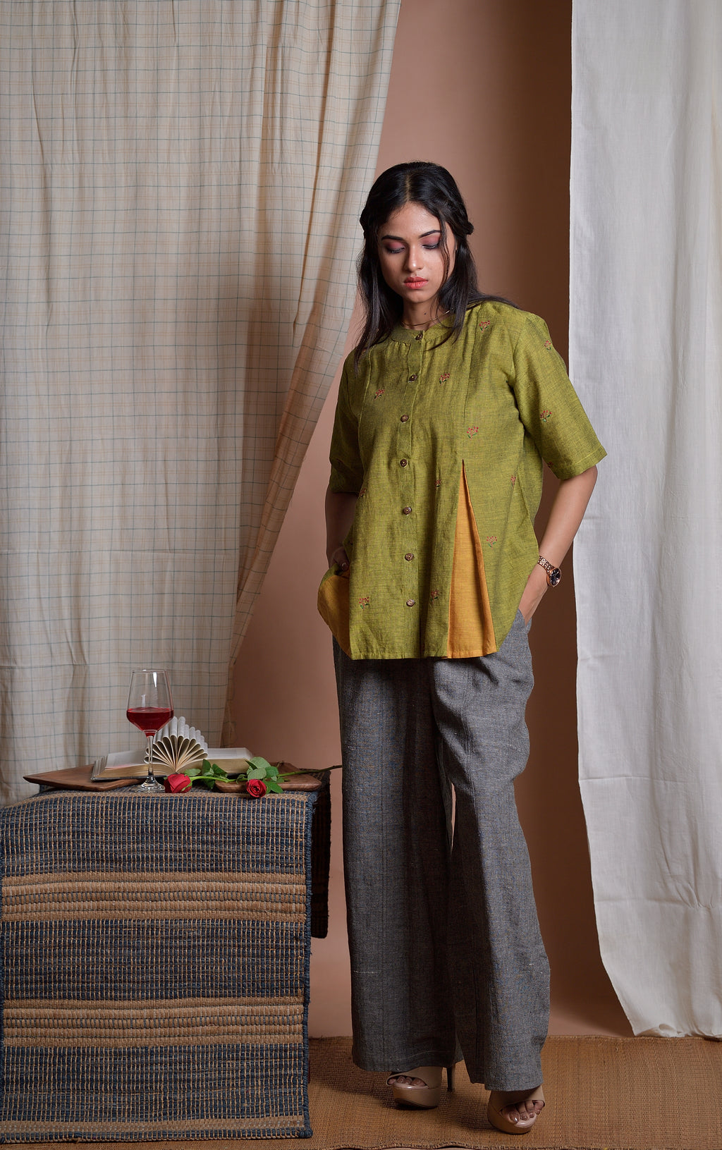 Vines of Mystery - Hand embroidered khadi shirt image 5
