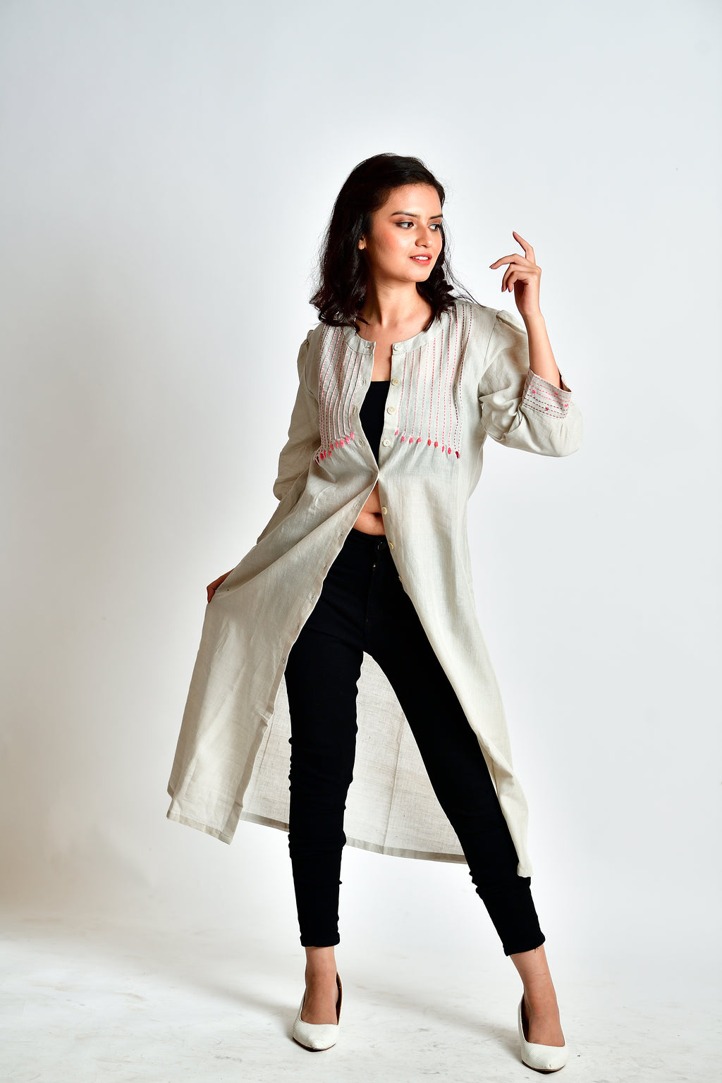 Saanjh - Linen cotton dress cum jacket image 3