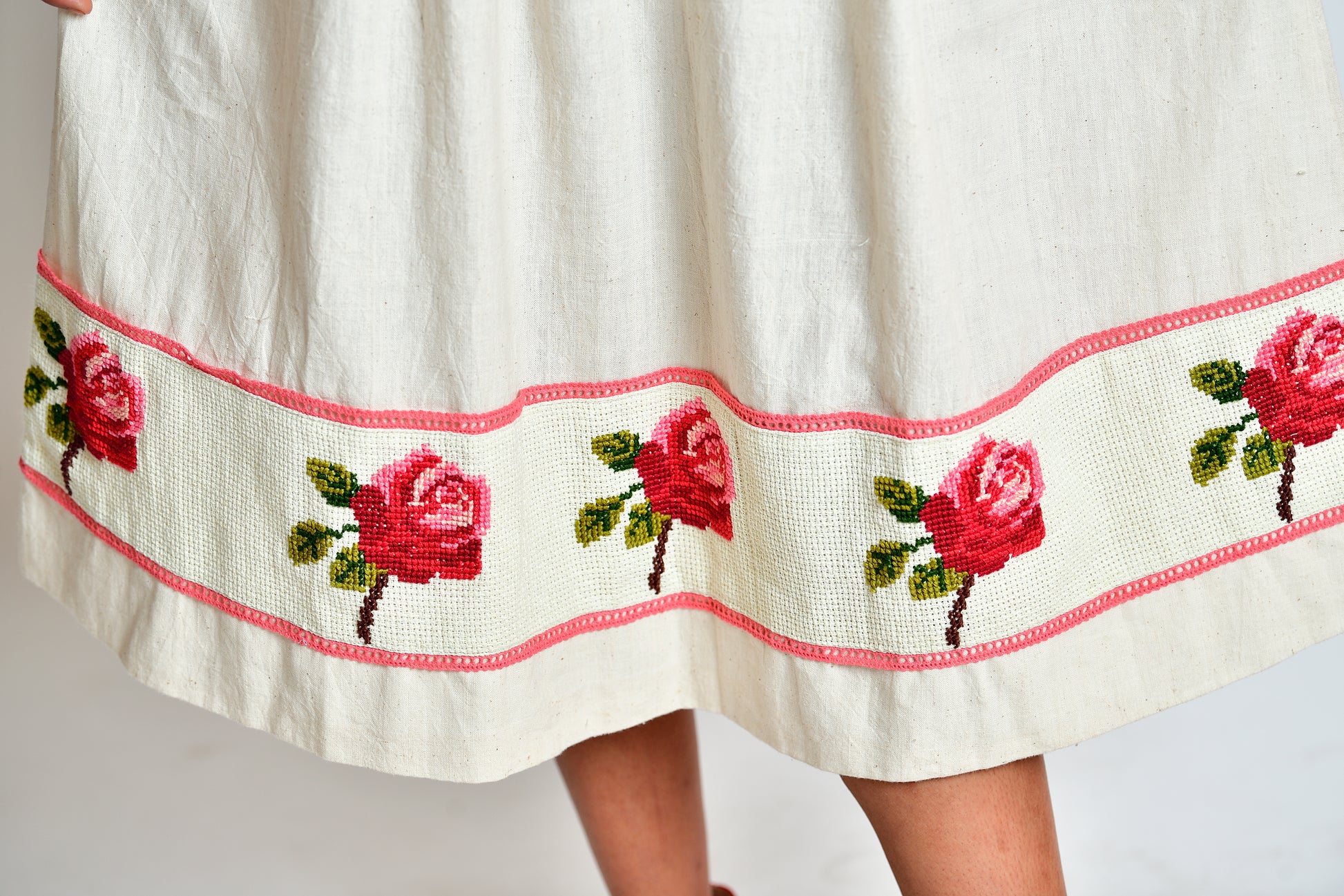 Aeindri - Handloom handspun dress with hand-embroidered cross stitch image 6