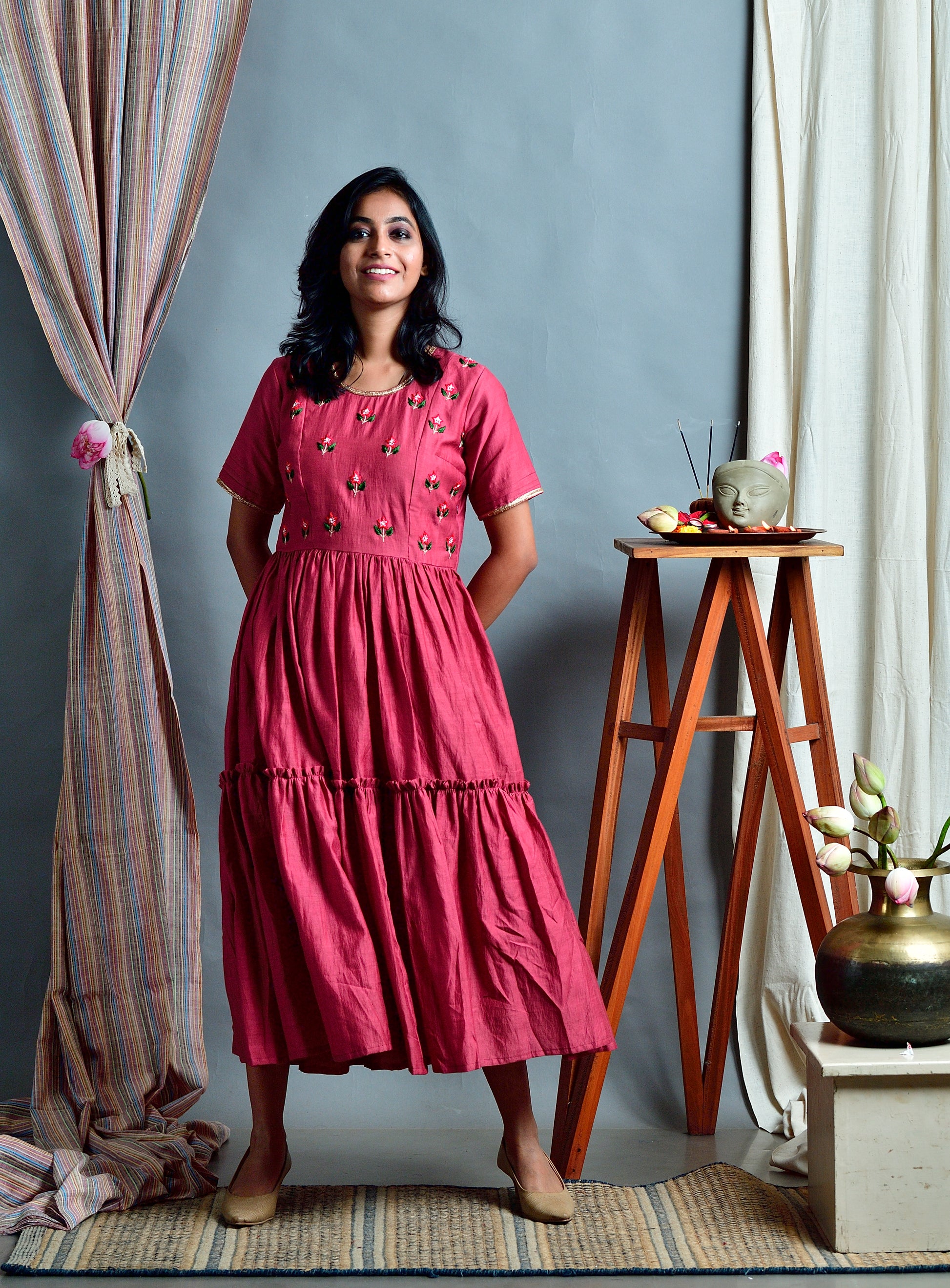 Saumya - Handloom silk cotton tiered dress image 5
