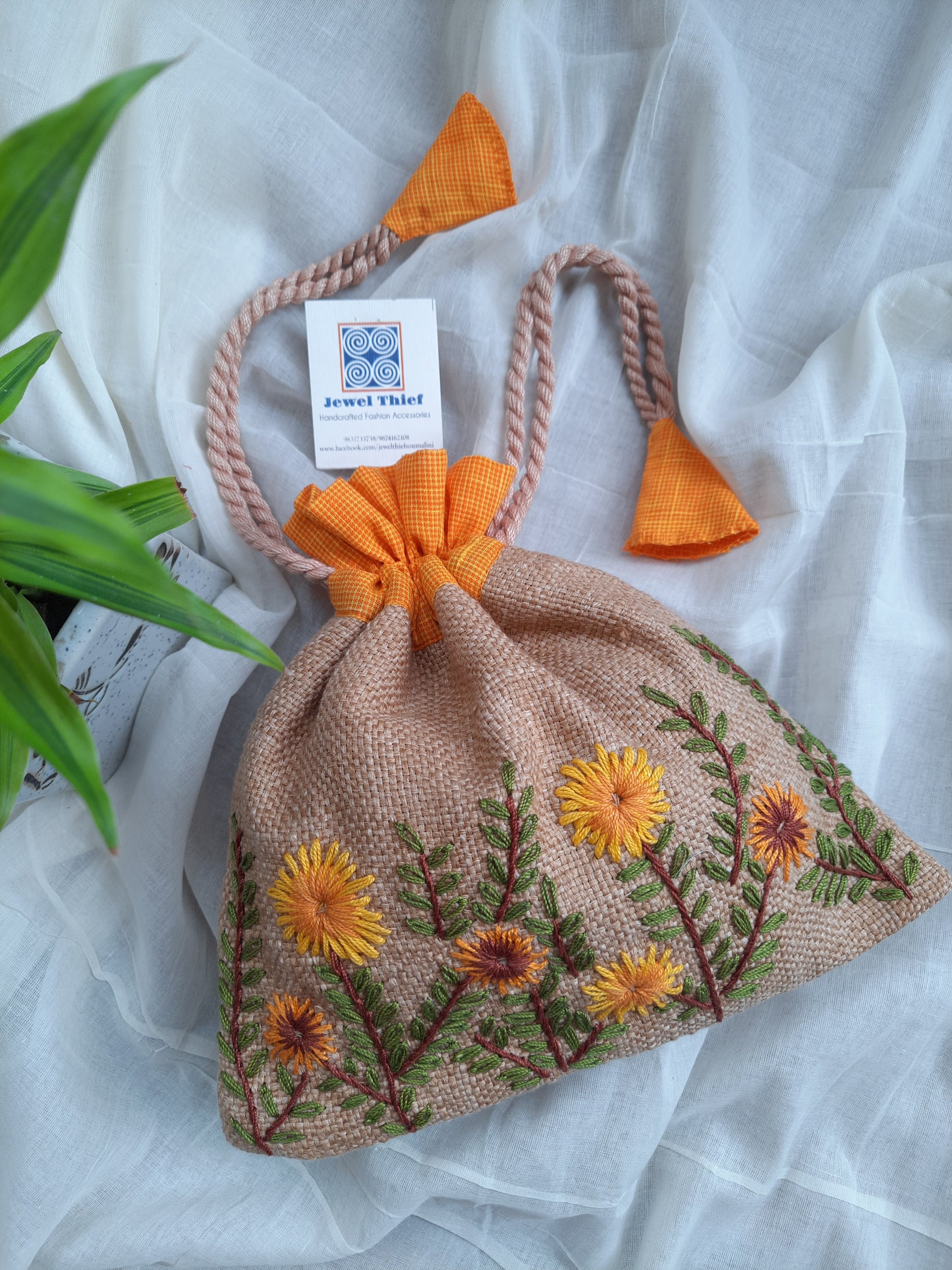 Sunflower - Jute cotton potli image 0