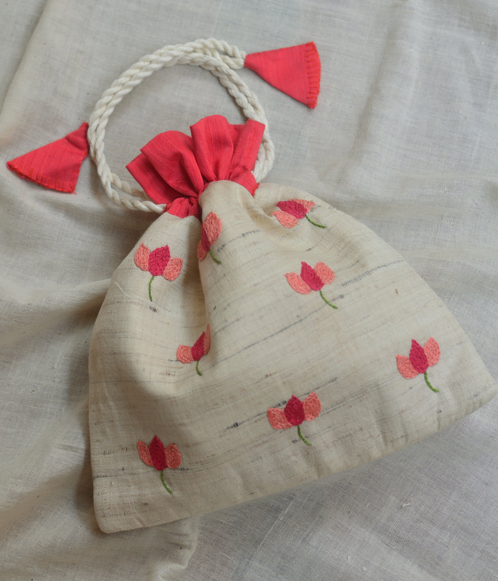 White Lily - raw silk potli image 2