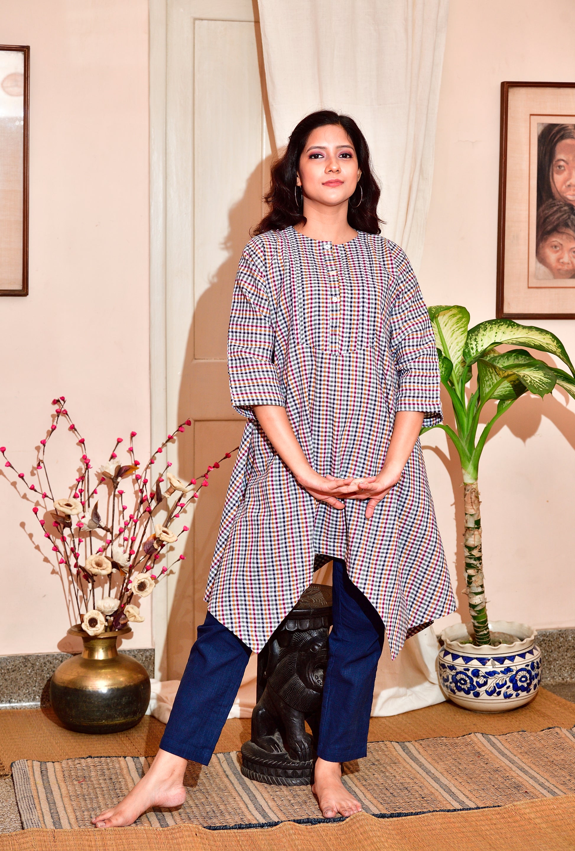 Chhuti - Handloom cotton asymmetrical dress image 2