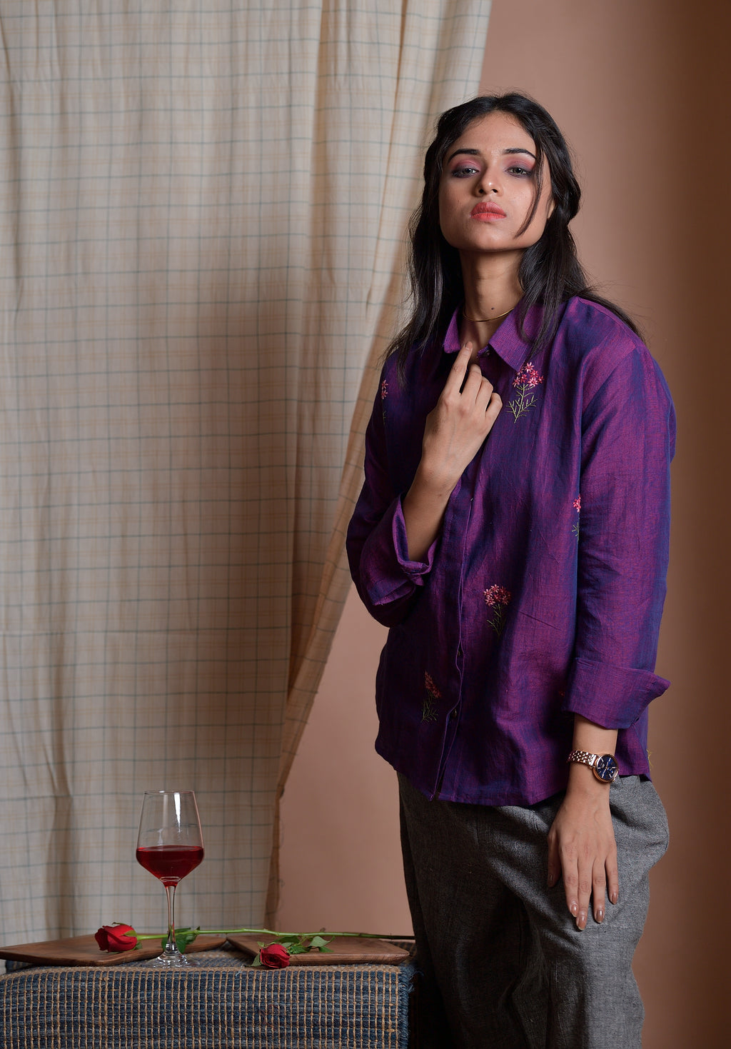 Eccentric Elegance - Hand embroidered linen shirt image 1